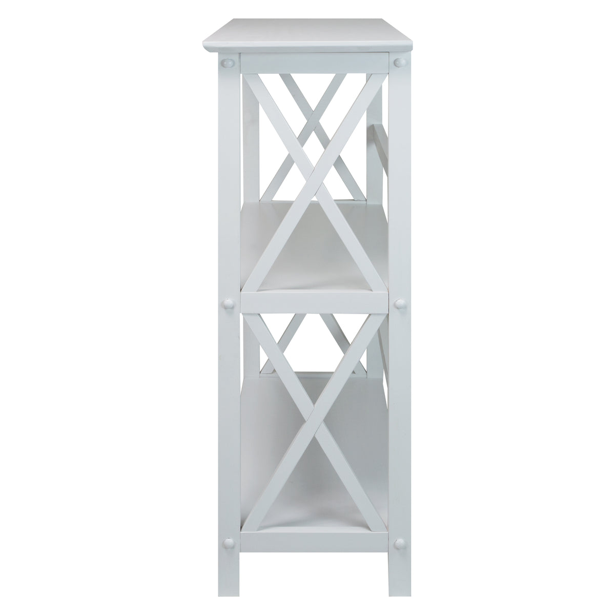 Casual Home Montego 3 Tier Open Shelf X Design Wooden Bookcase, Wood (White) (Refurbished)