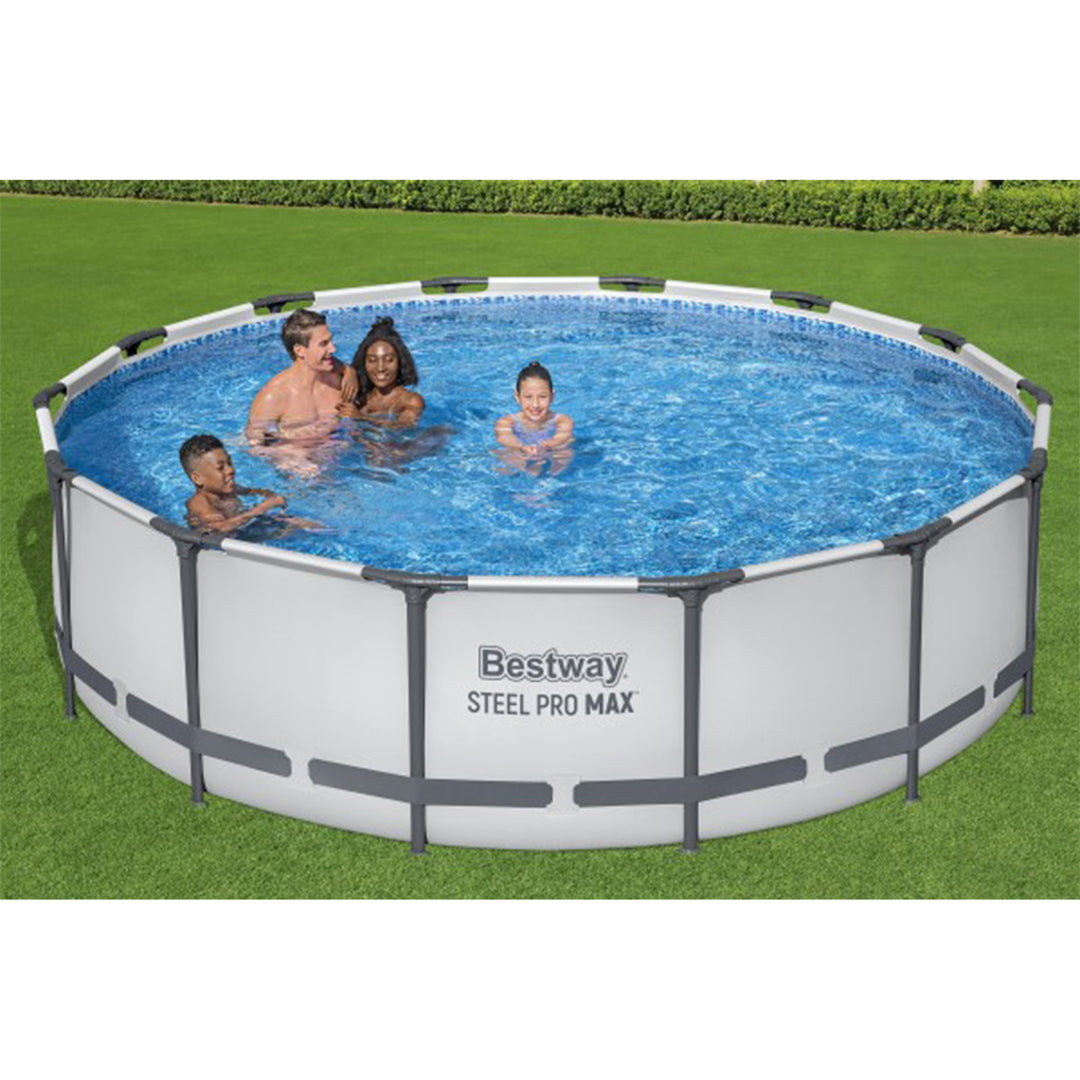 Bestway Steel Pro MAX 14' x 42" Above Ground Outdoor Swimming Pool, Gray (Used) - VMInnovations