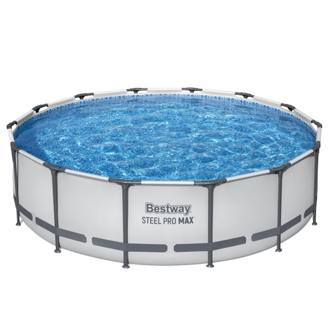 Bestway Steel Pro MAX 14' x 42" Above Ground Outdoor Swimming Pool, Gray (Used) - VMInnovations