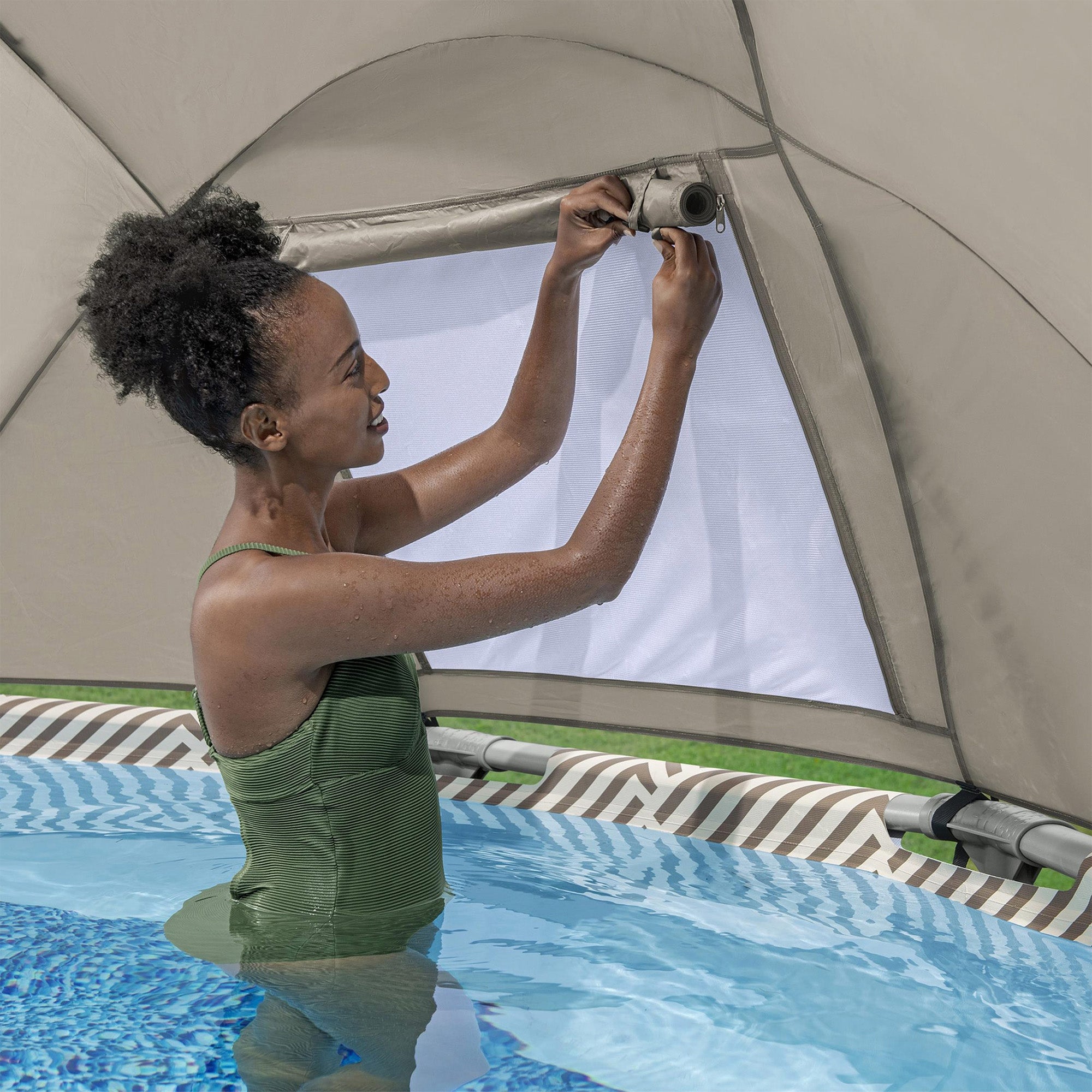 Bestway Steel Pro MAX 13' x 42" Pool Set with Canopy & Ladder (Open Box) - VMInnovations