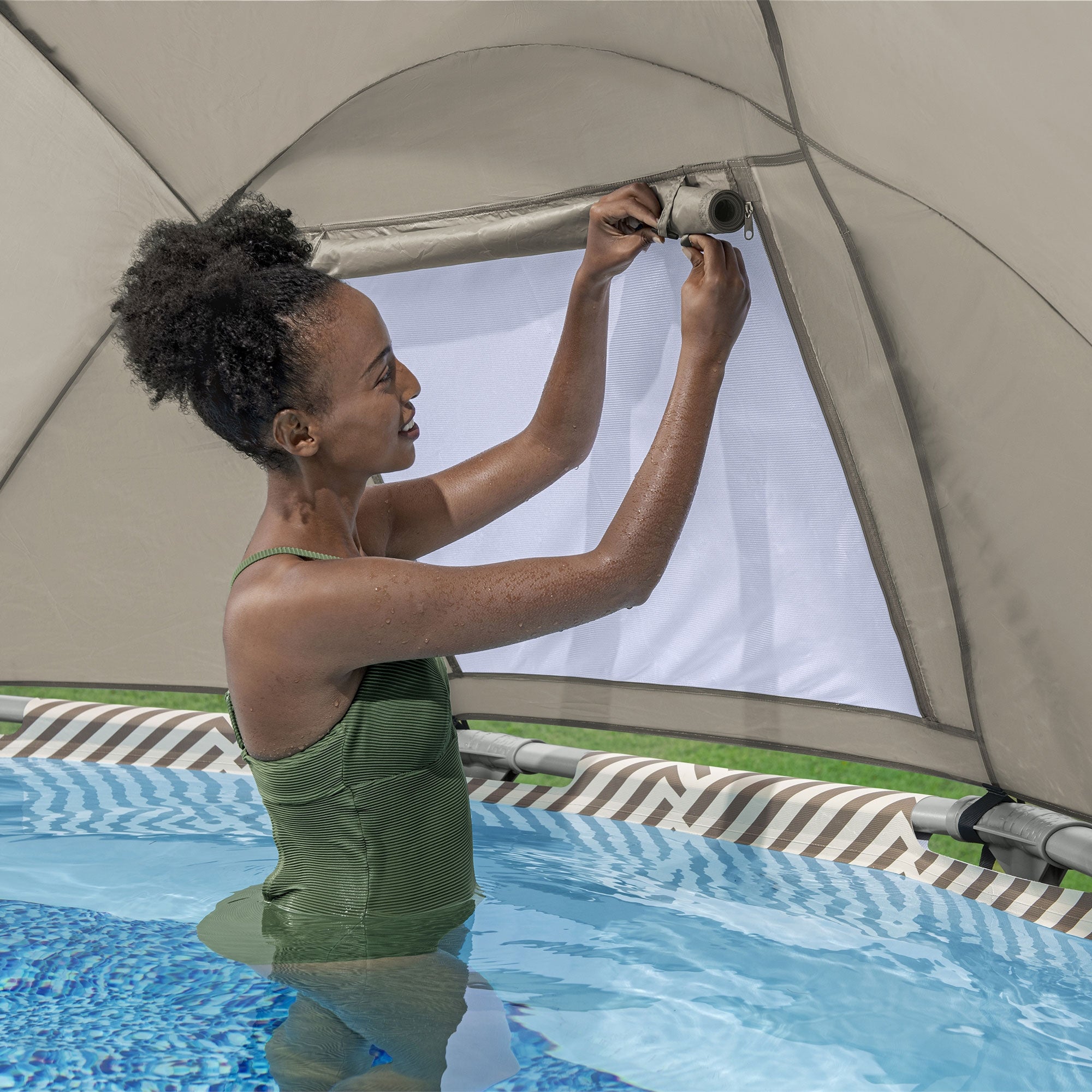 Bestway Steel Pro MAX 13' x 42" Pool Set with Canopy & Ladder (Open Box) - VMInnovations
