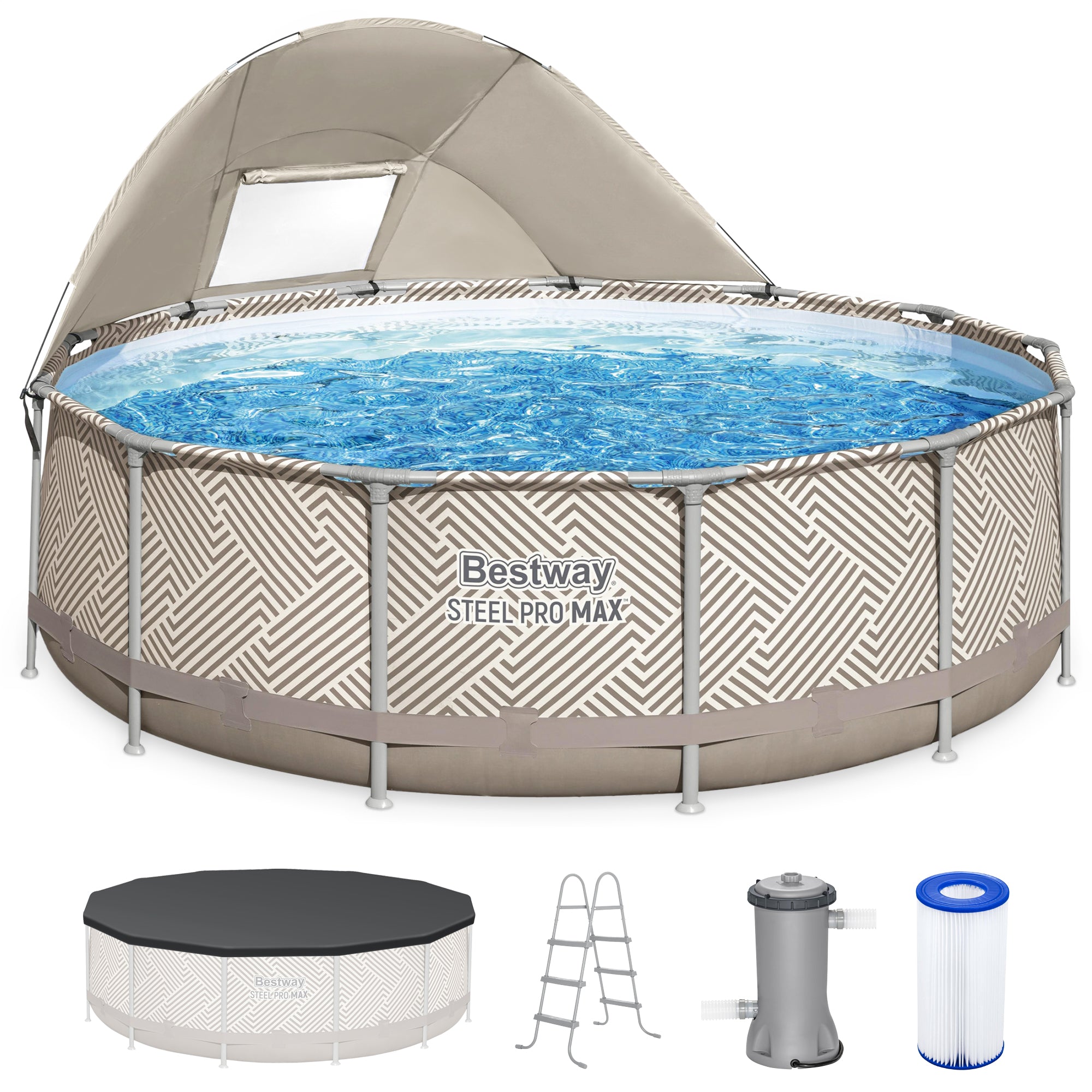 Bestway Steel Pro MAX 13' x 42" Above Ground Pool Set with Canopy & Ladder(Used)