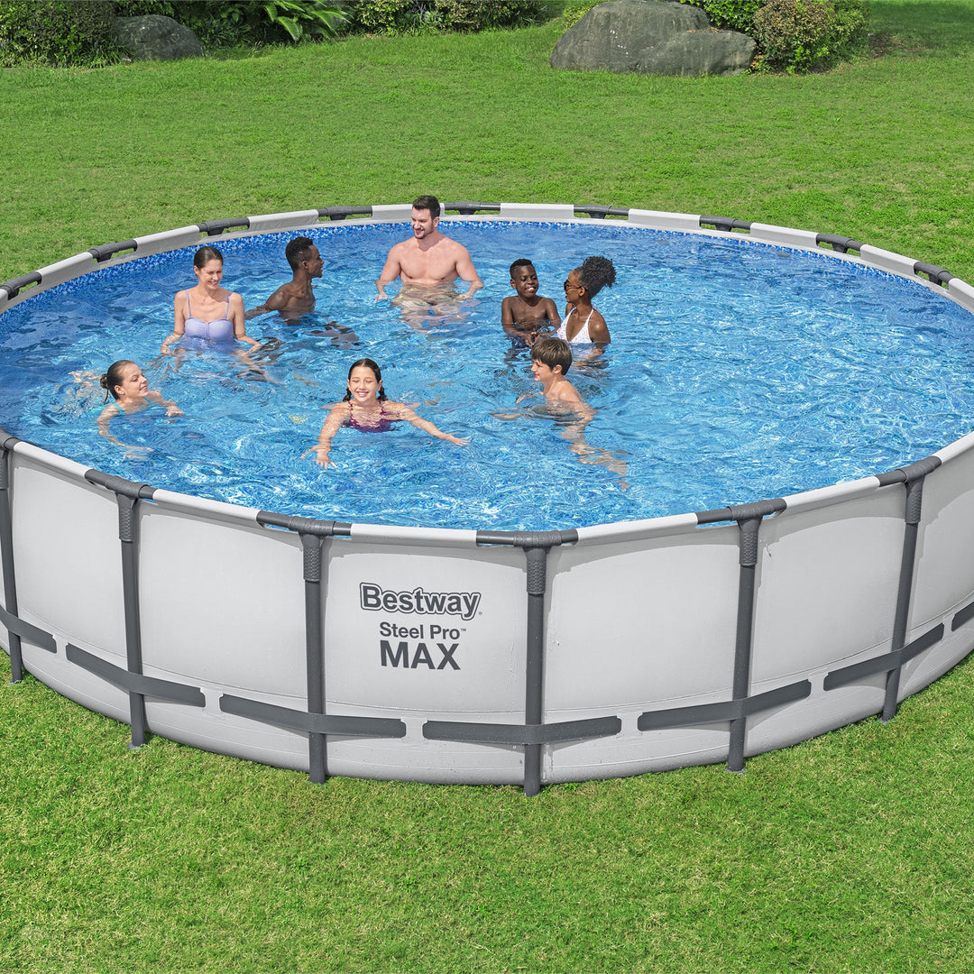 Bestway Steel Pro MAX 20 Foot by 52 Inch Above Ground Swimming Pool Set, Gray - VMInnovations