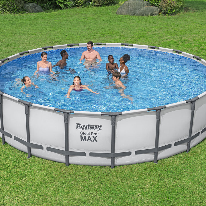 Bestway Steel Pro MAX 20 Foot by 52 Inch Above Ground Swimming Pool Set, Gray - VMInnovations