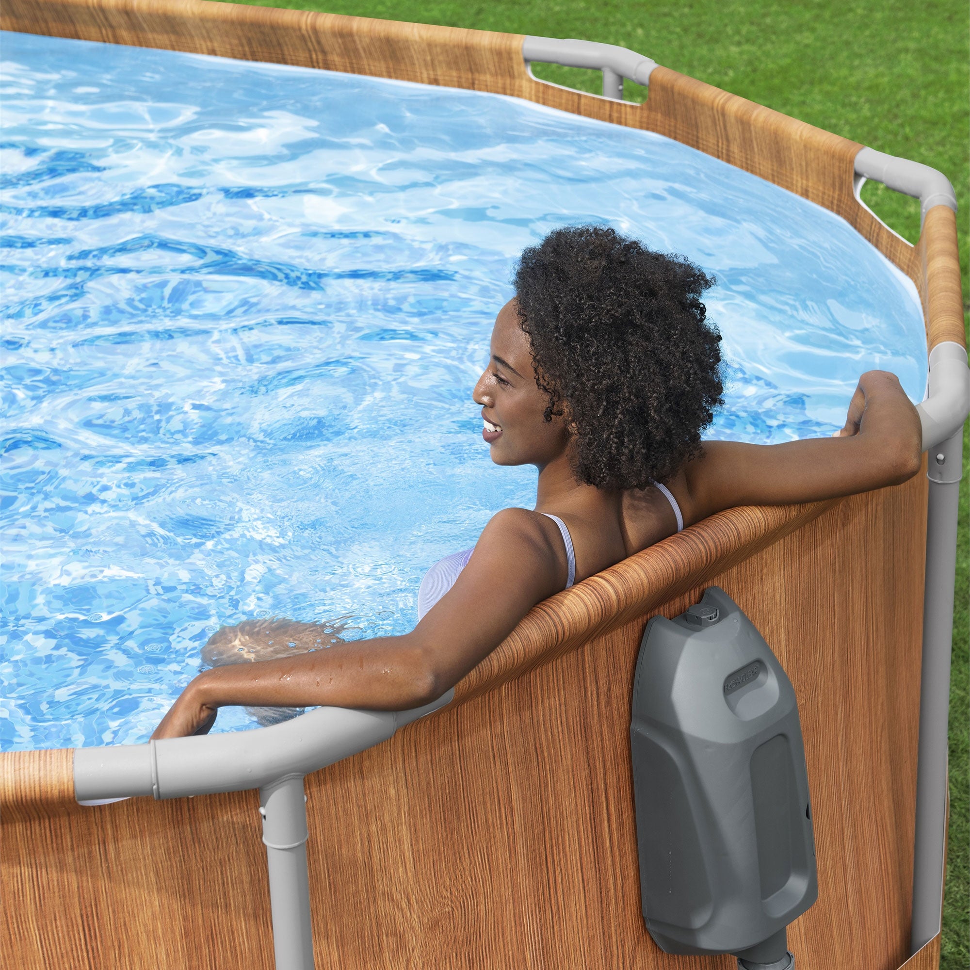 Bestway Power Steel Comfort Jet 20 Foot x 48 Inch Oval Pool, Brown (Open Box) - VMInnovations