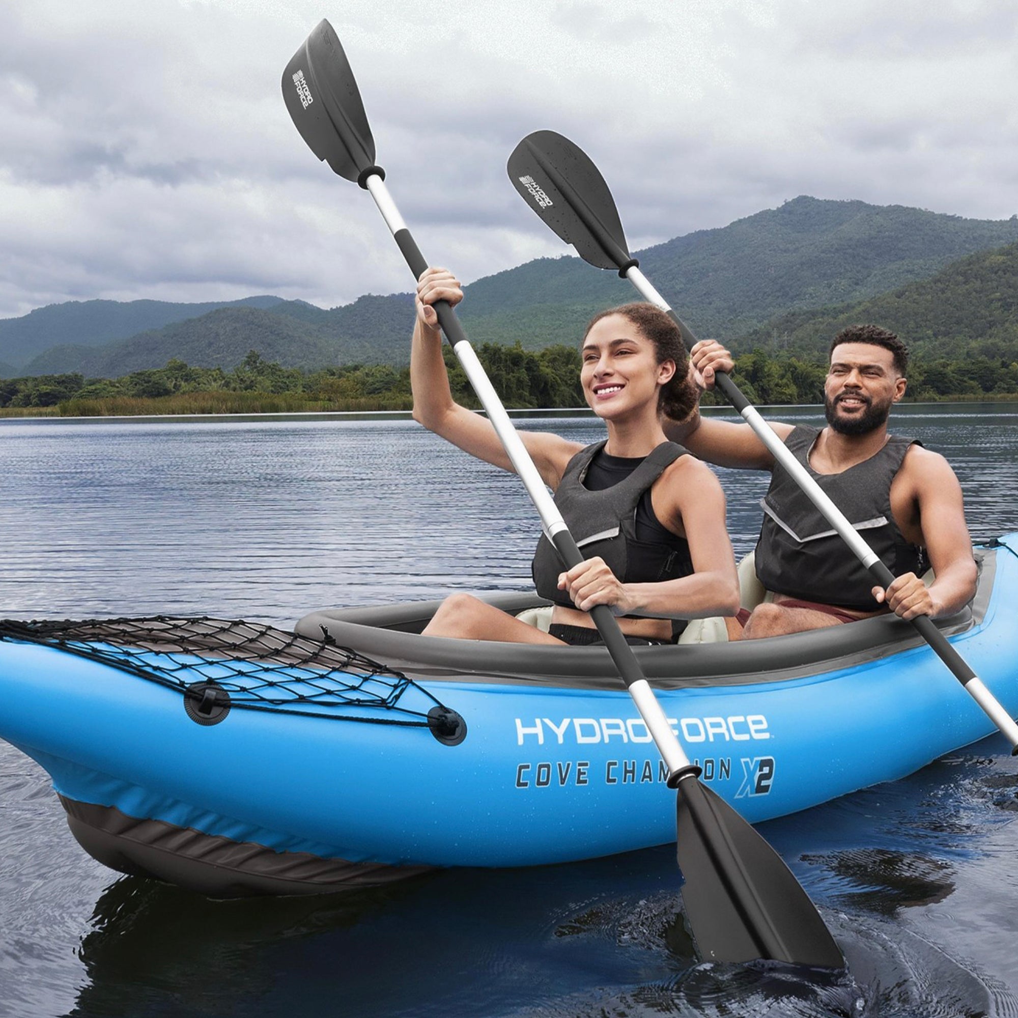 Bestway 91” Adjustable Aluminum Locking Kayak Paddle & Grip, Black (Open Box)