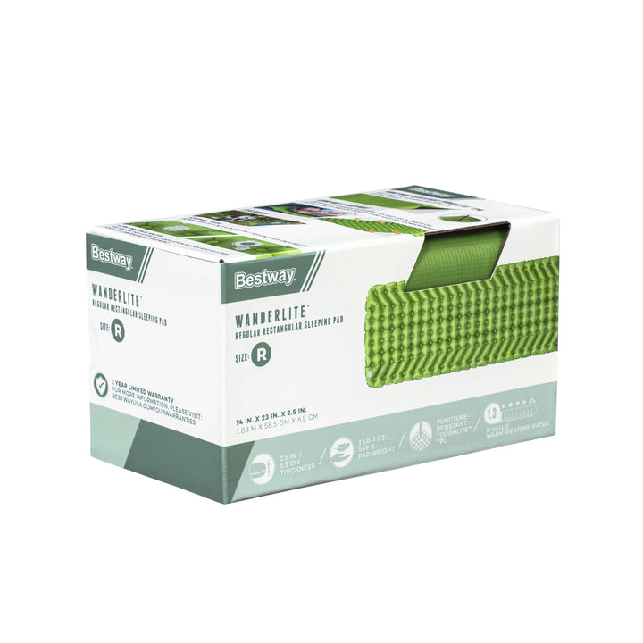 Bestway WanderLite Regular Rectangular Sleeping Air Pad with Storage Bag, Green - VMInnovations