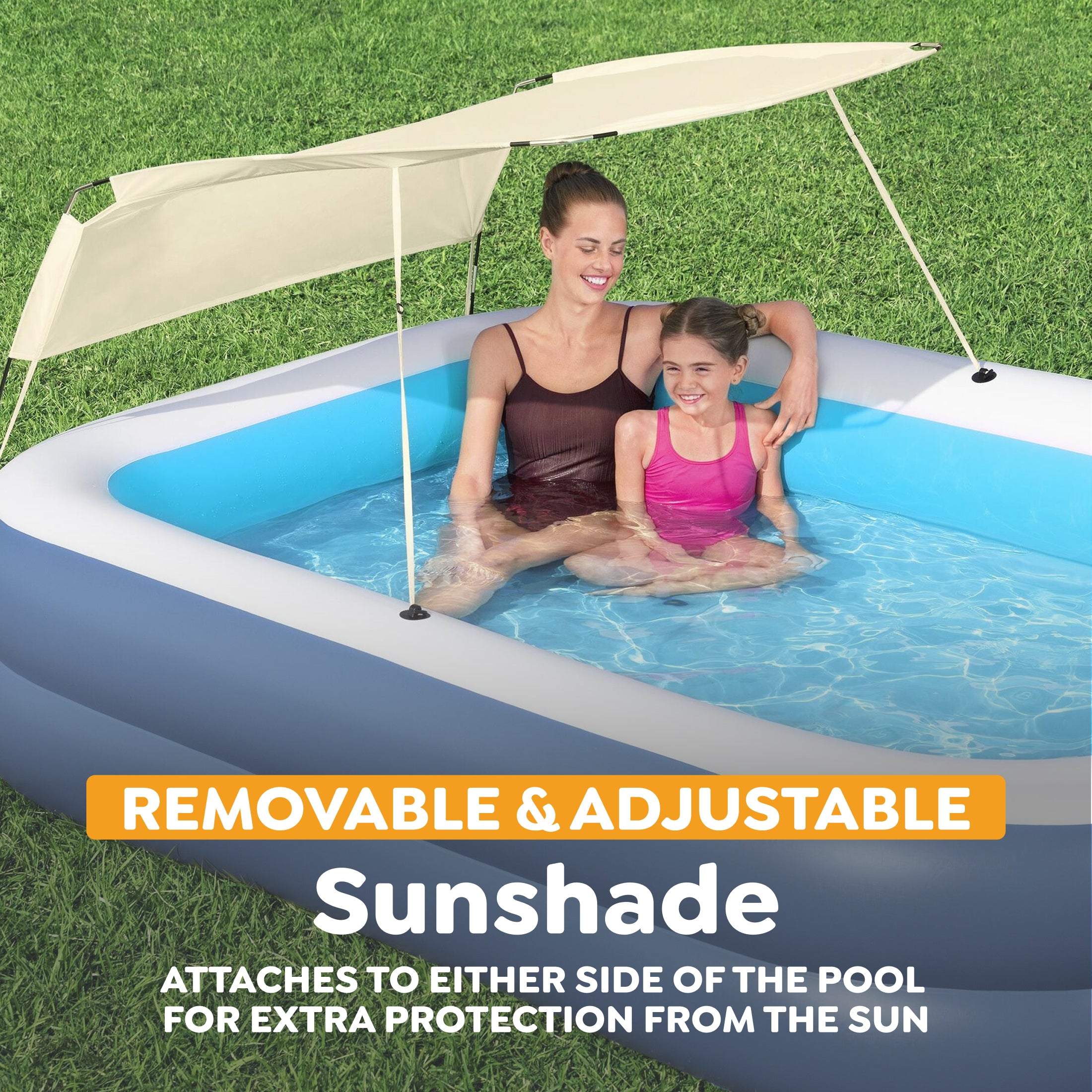 H2OGO! 8 Foot 4 Inch by 70 Inch Summer Bliss Shaded Inflatable Family Pool