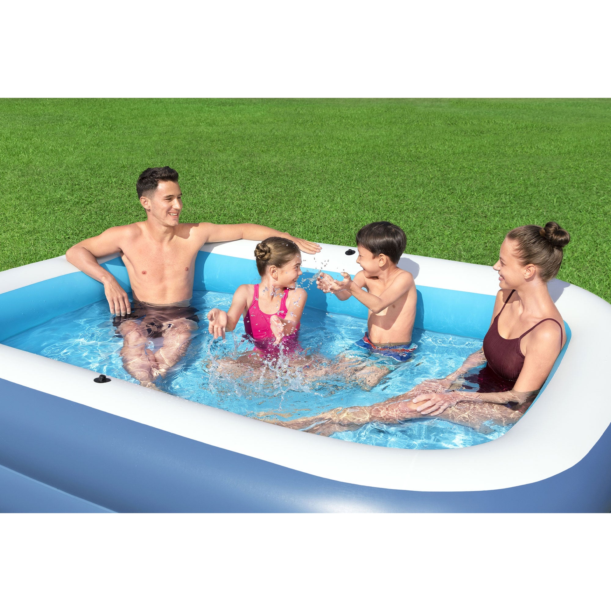 H2OGO! 8 Foot 4 In by 70 In Summer Bliss Shaded Inflatable Family Pool (Used) - VMInnovations