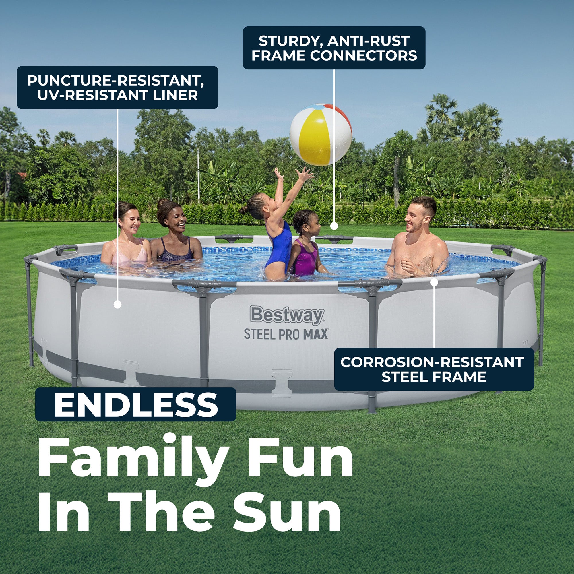 Bestway Steel Pro MAX 12' x 30" Above Ground Swimming Pool Set, Gray (Open Box)