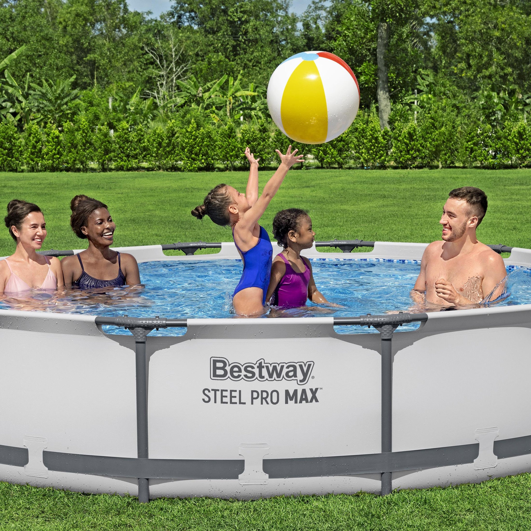 Bestway Steel Pro MAX 12' x 30" Above Ground Swimming Pool Set, Gray, 2 Pack - VMInnovations
