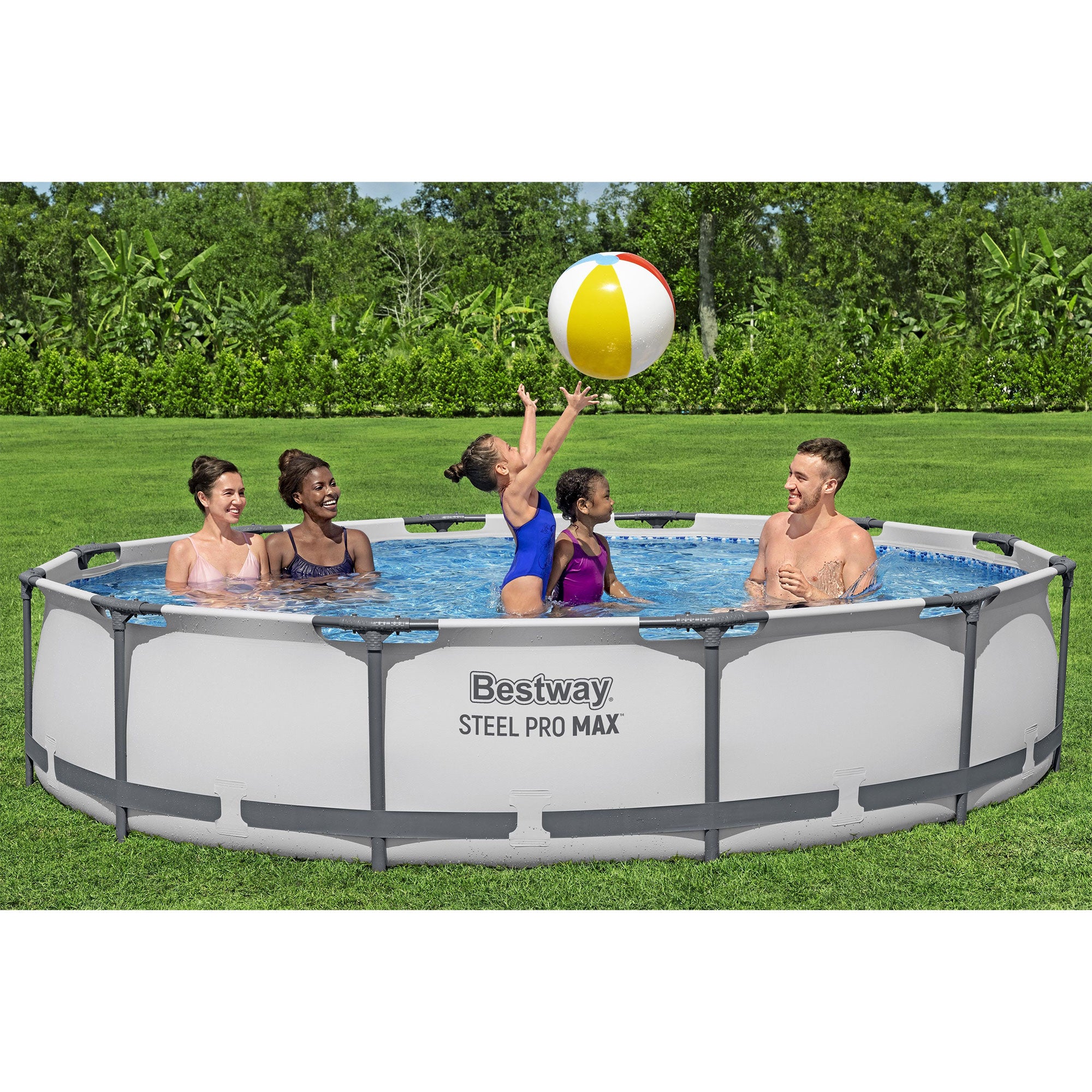 Bestway Steel Pro MAX 12' x 30" Above Ground Swimming Pool Set, Gray, 2 Pack - VMInnovations