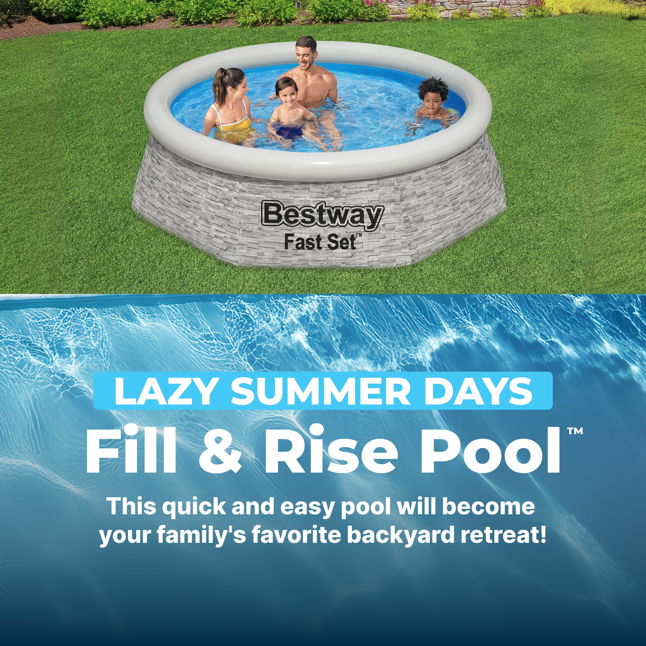 Bestway 8' x 24" Round Inflatable Outdoor Swimming Pool with Filter Pump, Gray