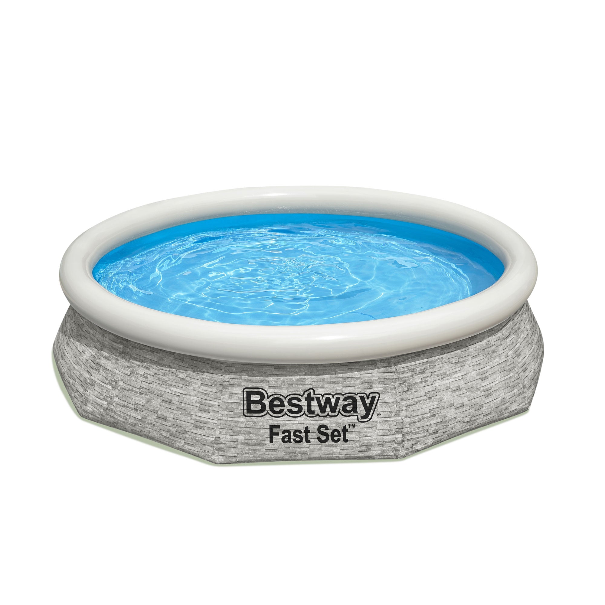 Bestway Fast Set 10'x26" Stacked Stone Inflatable Pool Outdoor Set (Open Box) - VMInnovations