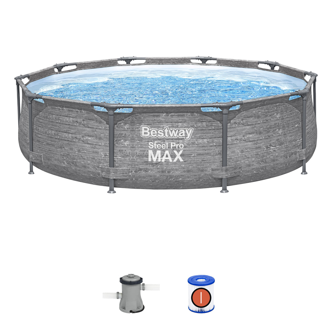 Bestway Steel Pro MAX 10' x 30" Above Ground Swimming Pool Set, Gray (For Parts) - VMInnovations