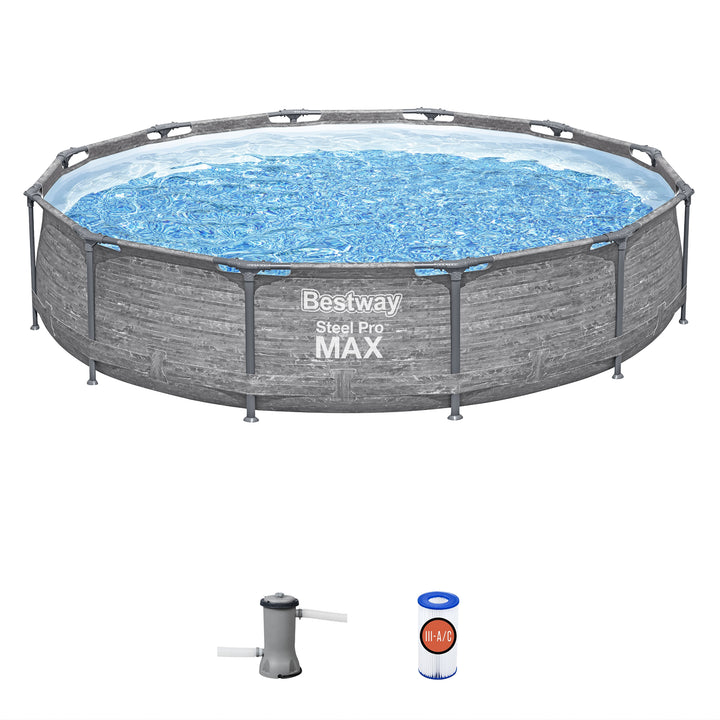 Bestway Steel Pro MAX 12' x 30" Outdoor Swimming Pool Set, Gray (For Parts) - VMInnovations