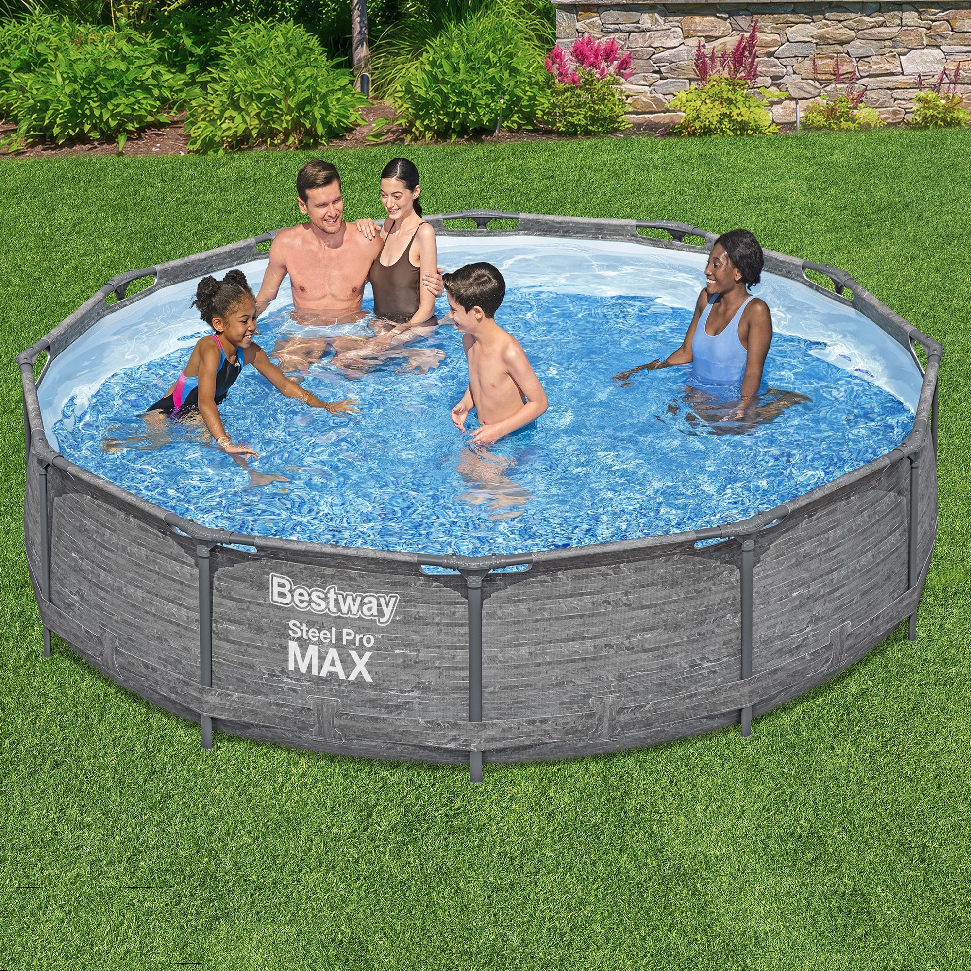 Bestway Steel Pro MAX 12' x 30" Above Ground Swimming Pool Set, Gray (Open Box) - VMInnovations