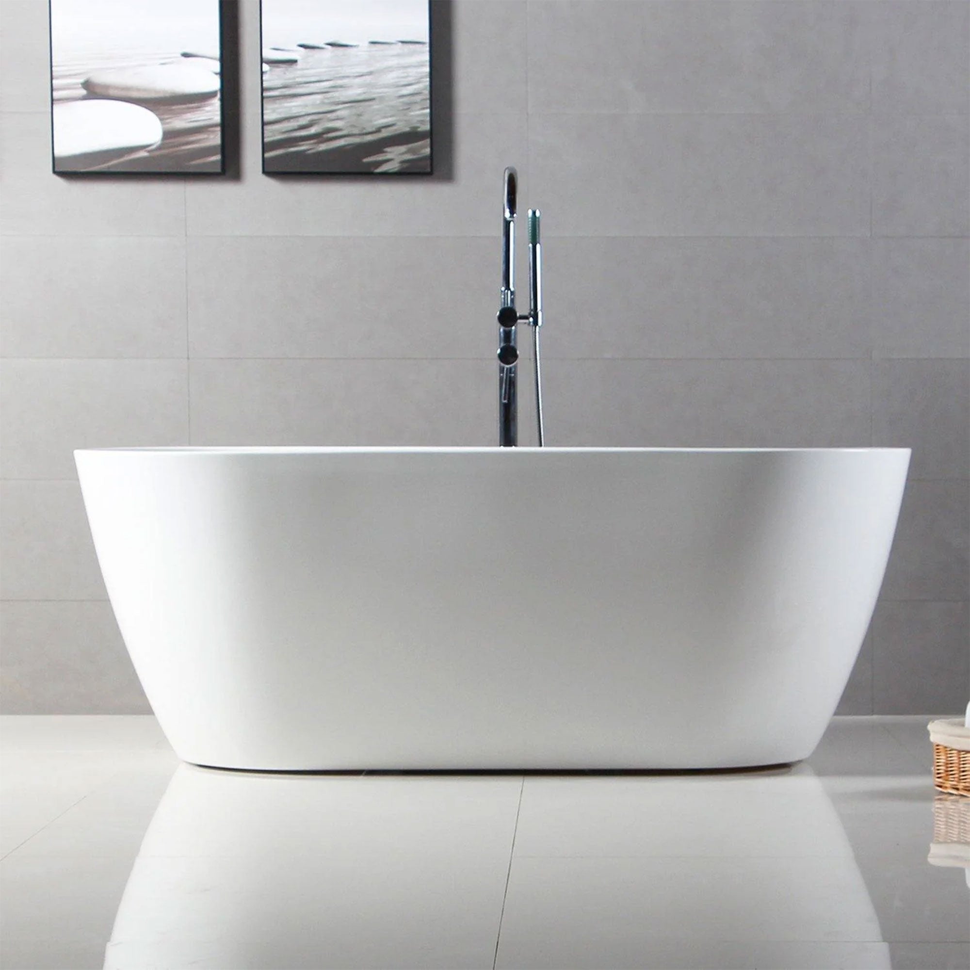 FerdY Bali 59 In Glossy Acrylic Bathtub w/Polished Chrome Drain (Open Box) - VMInnovations