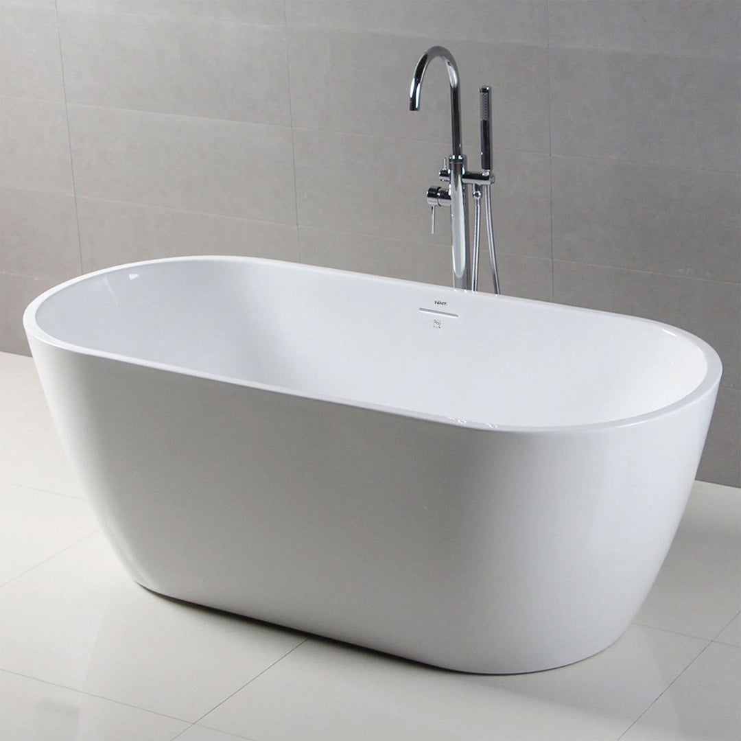 FerdY Bali 59"Glossy Acrylic Freestanding Bathtub w/Brushed Nickel Drain (Used) - VMInnovations