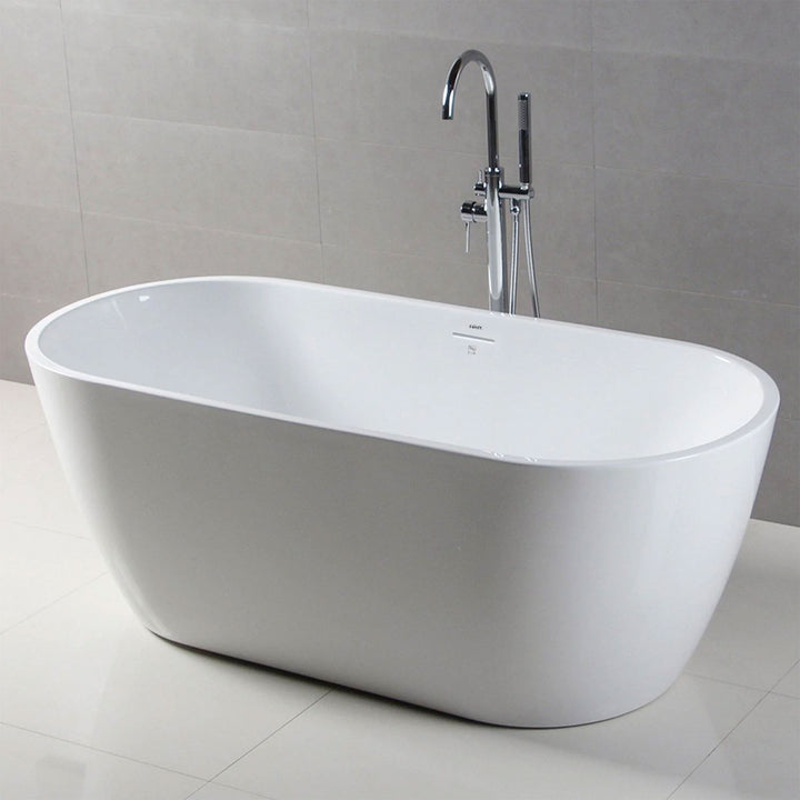 FerdY Bali 59"Glossy Acrylic Freestanding Bathtub w/Brushed Nickel Drain (Used) - VMInnovations
