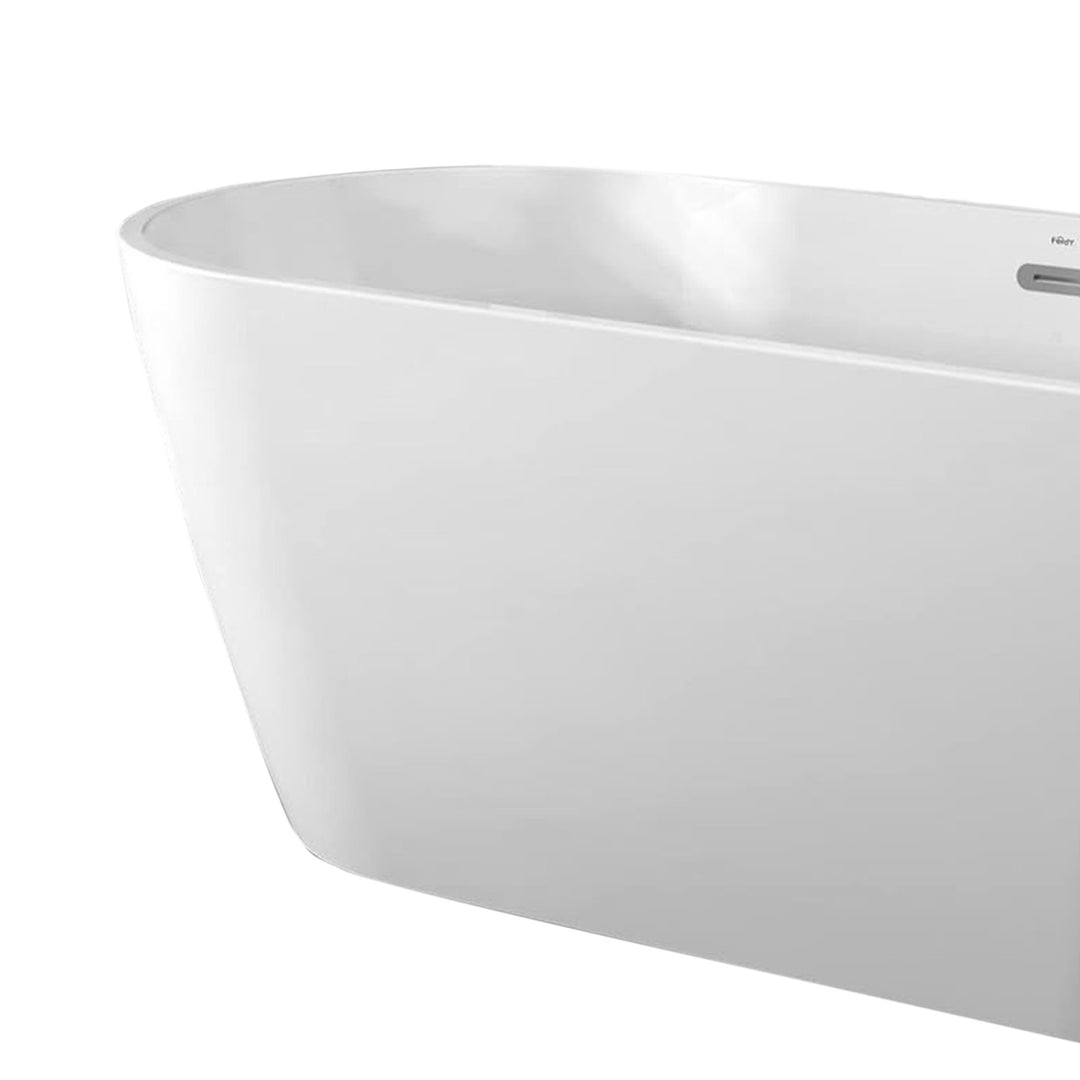FerdY Bali 67 In Glossy Acrylic Freestanding Bathtub with Polished Chrome Drain - VMInnovations