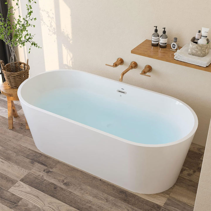 FerdY Shangri La 67 Inch Acrylic Freestanding Bathtub with Polished Chrome Drain - VMInnovations