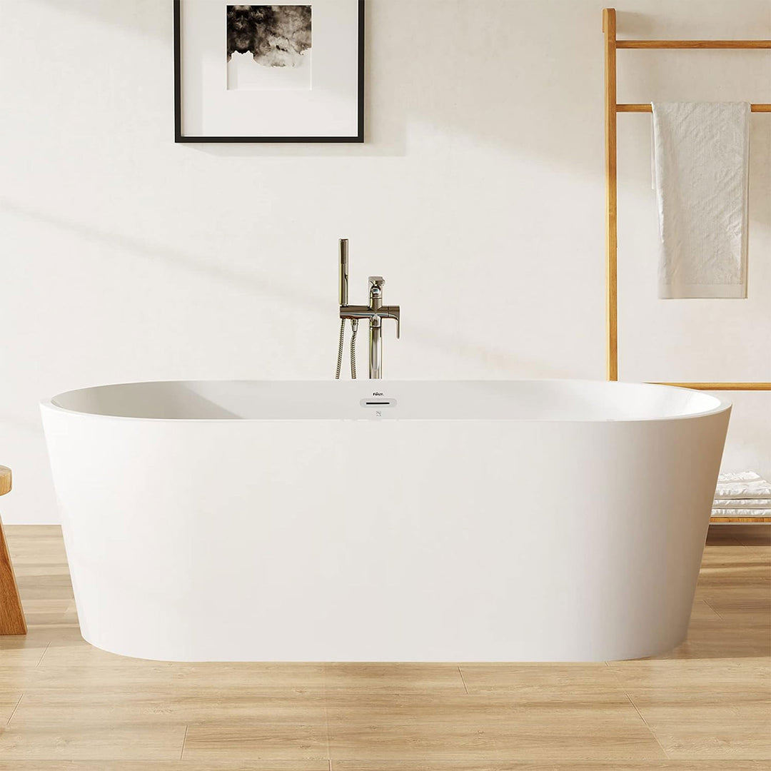 FerdY Shangri La 67 Inch Acrylic Freestanding Bathtub with Polished Chrome Drain - VMInnovations