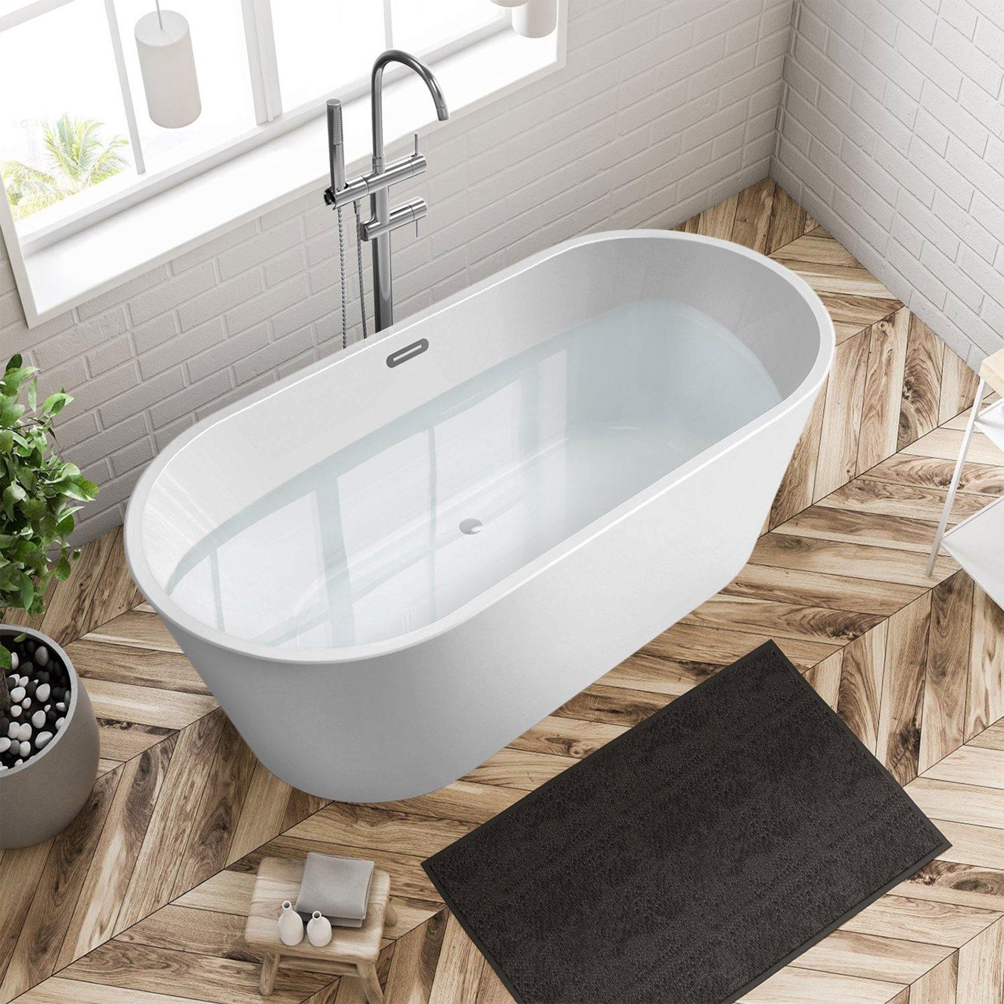 FerdY 67" Acrylic Freestanding Bathtub w/Polished Chrome Drain (Open Box) - VMInnovations