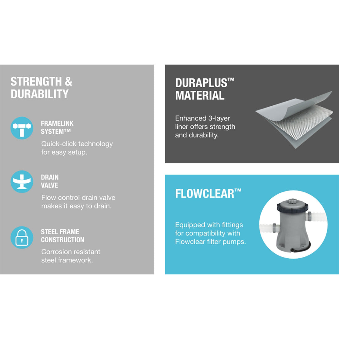 Bestway Steel 9'10" x 6'7" x 26" Rectangle Above Ground Pool w/DuraPlus Liner - VMInnovations