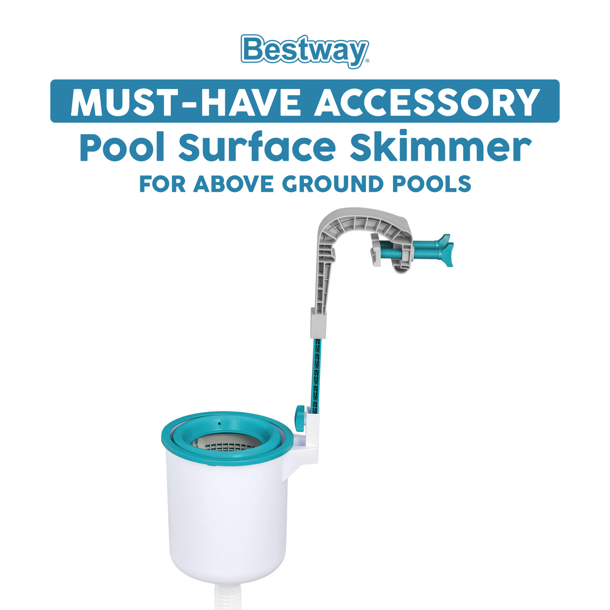 Bestway Wall Mounted Automatic Swimming Pool Surface Skimmer, White (Open Box)