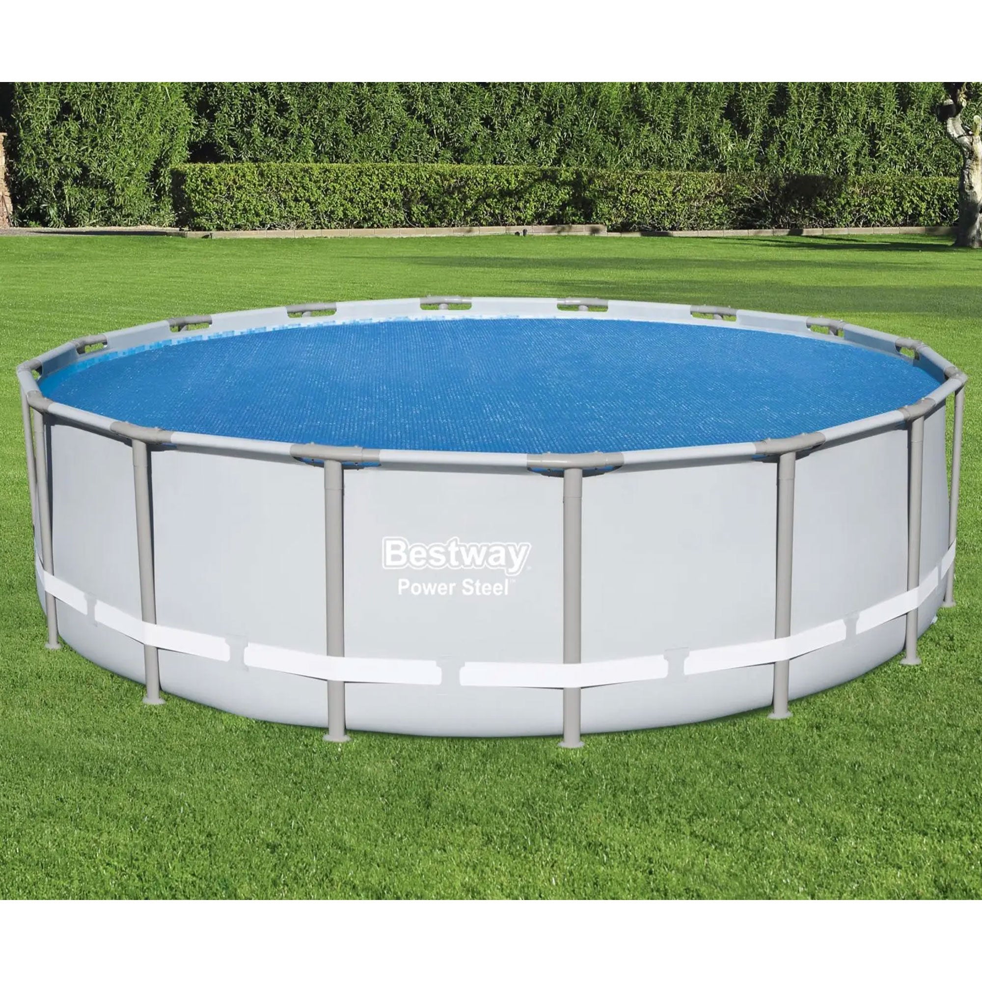 Bestway Round Solar Cover for 15' and 16' Above Ground Pools, Blue (Cover Only) - VMInnovations
