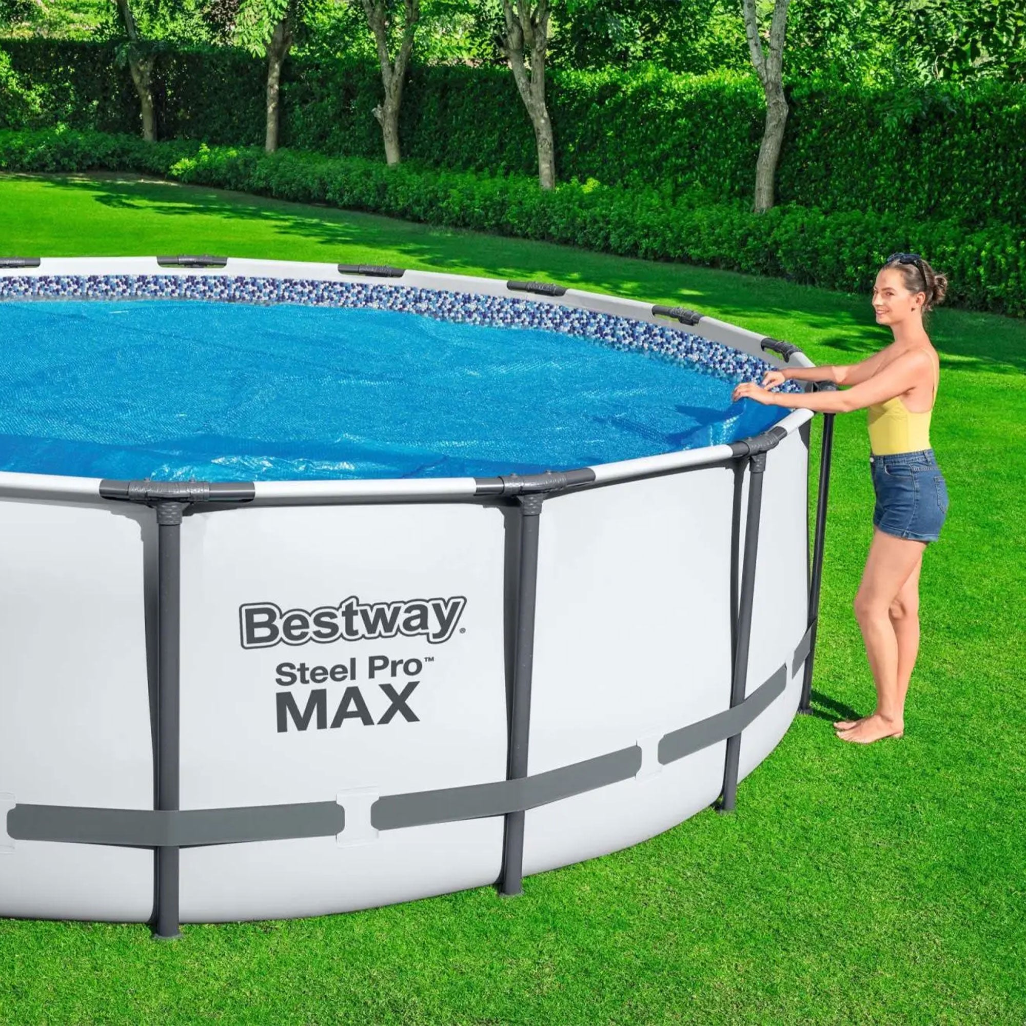 Bestway Flowclear 14 Feet Round Above Ground Pool Solar Pool Cover Only, 2 Pack