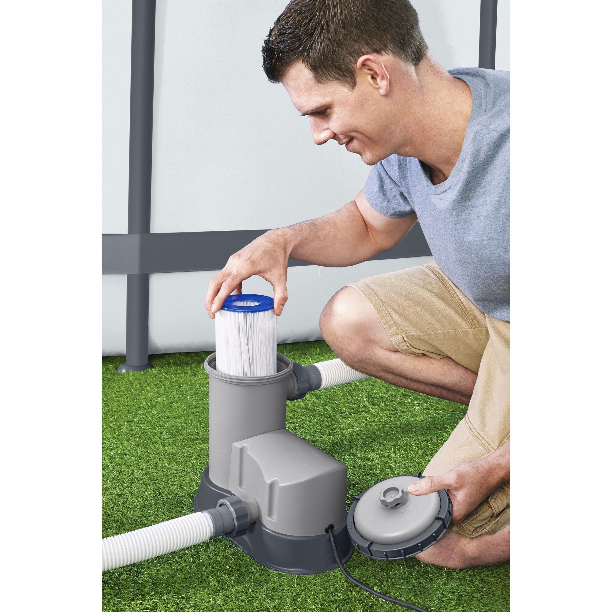 Bestway Flowclear 1,500 GPH 120V Above Ground Pool Water Filter Pump, 2 Pack