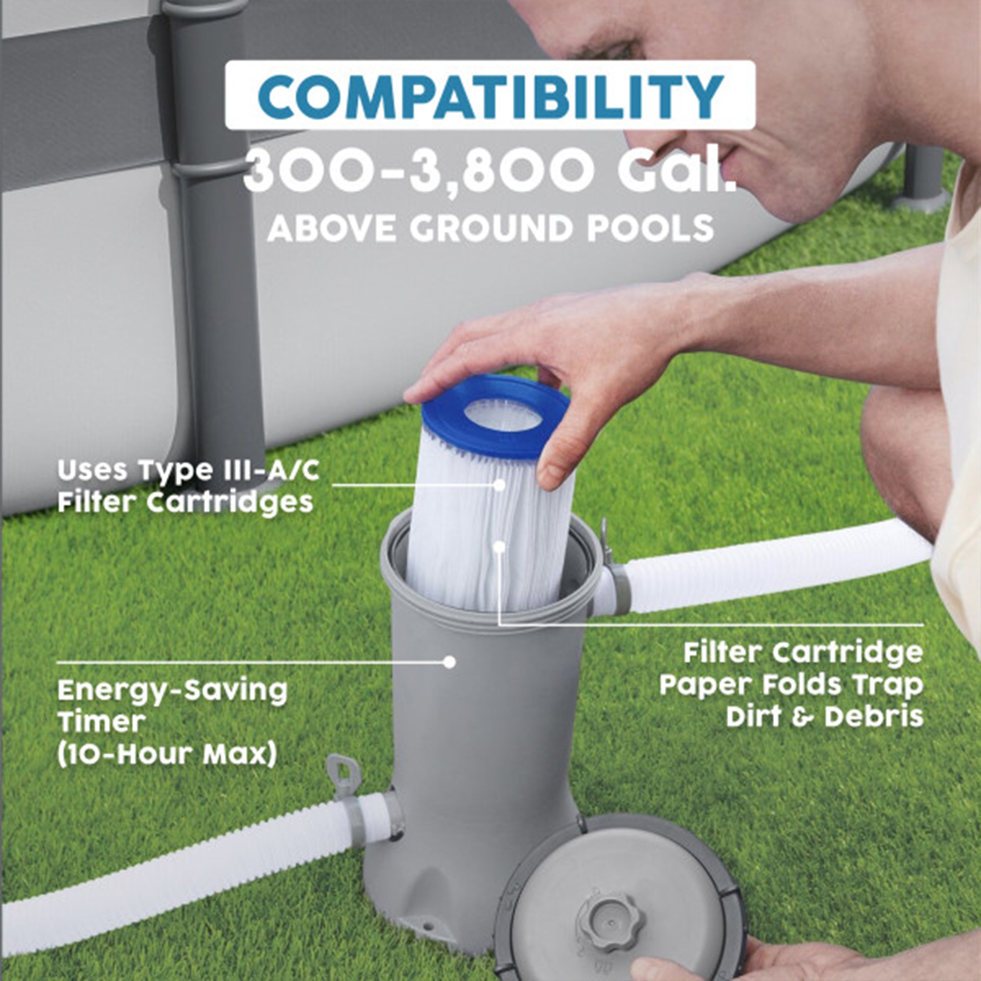 Bestway Flowclear 530 Gallons per Hour Above Ground Swimming Pool Filter Pump