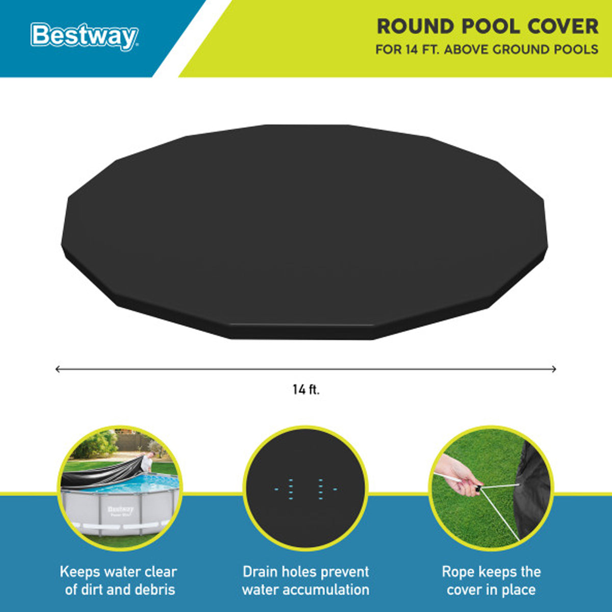 Bestway Flowclear 14' Pool Cover for Above Ground Frame Pools (Cover Only)(Used)