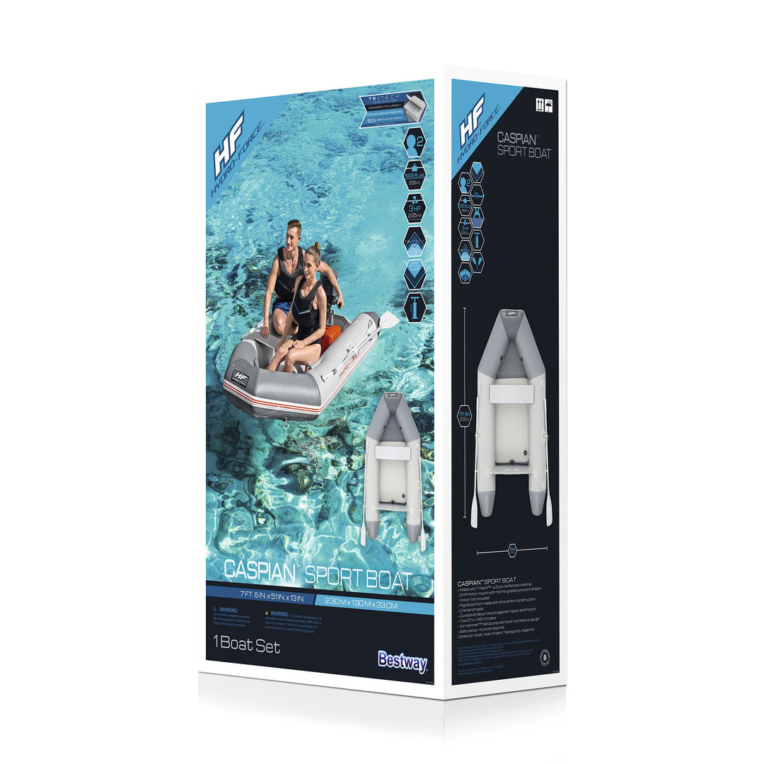 Bestway Hydro Force Caspian 2 Person Inflatable Boat Set for Fishing or Cruising - VMInnovations