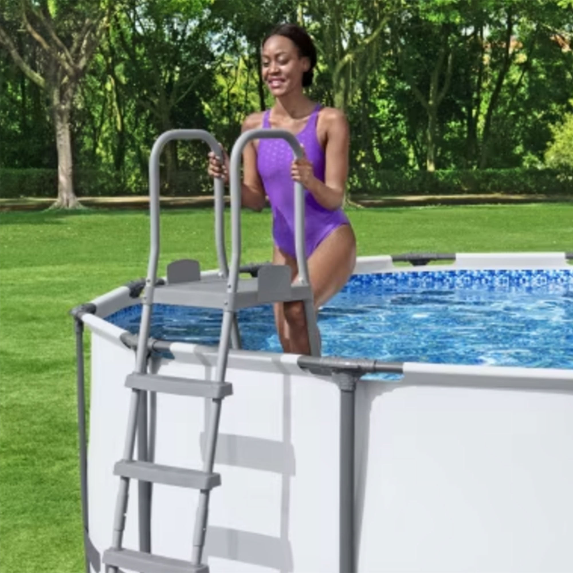 Bestway Flowclear 52 Inch Heavy Duty Metal A Frame Above Ground Pool Ladder (Used) - VMInnovations