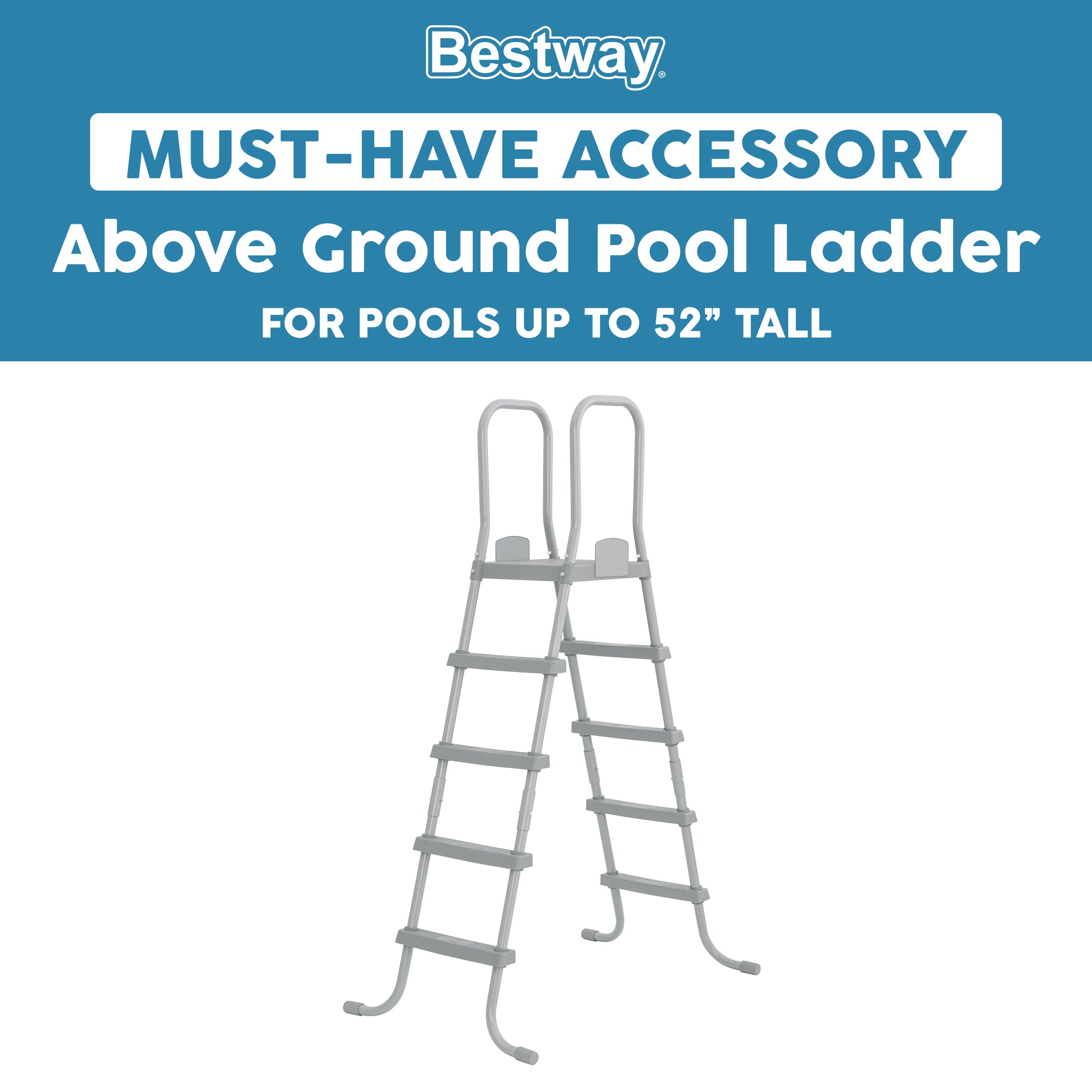 Bestway 52" Heavy Duty Metal A Frame Above Ground Pool Ladder (Open Box)