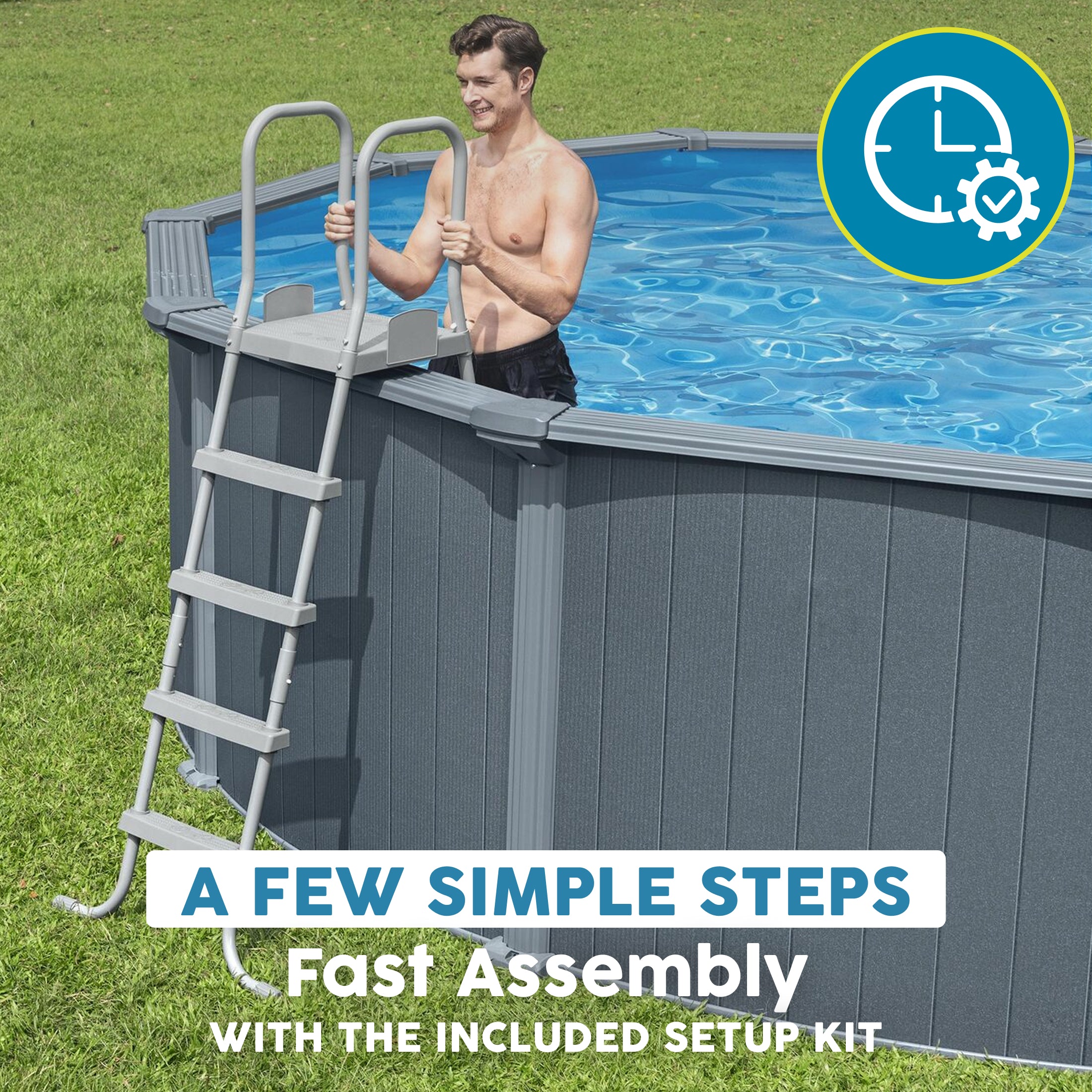 Bestway 52" Heavy Duty Metal A Frame Above Ground Pool Ladder (Open Box)