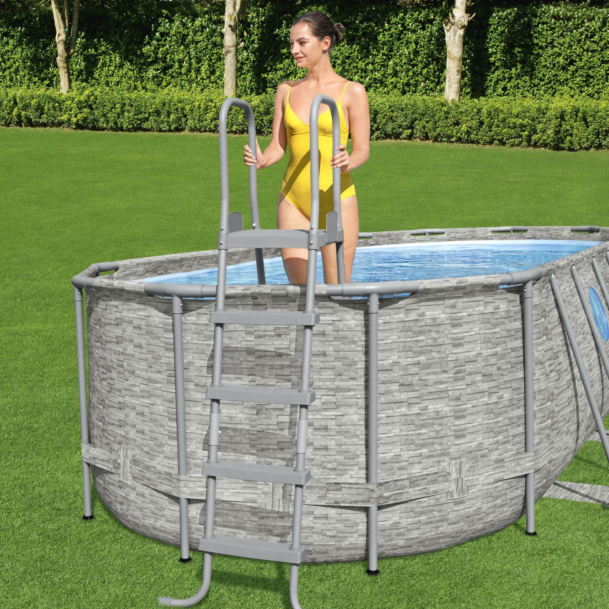 Bestway Flowclear 52 Inch Heavy Duty Metal A Frame Above Ground Pool Ladder (Used) - VMInnovations