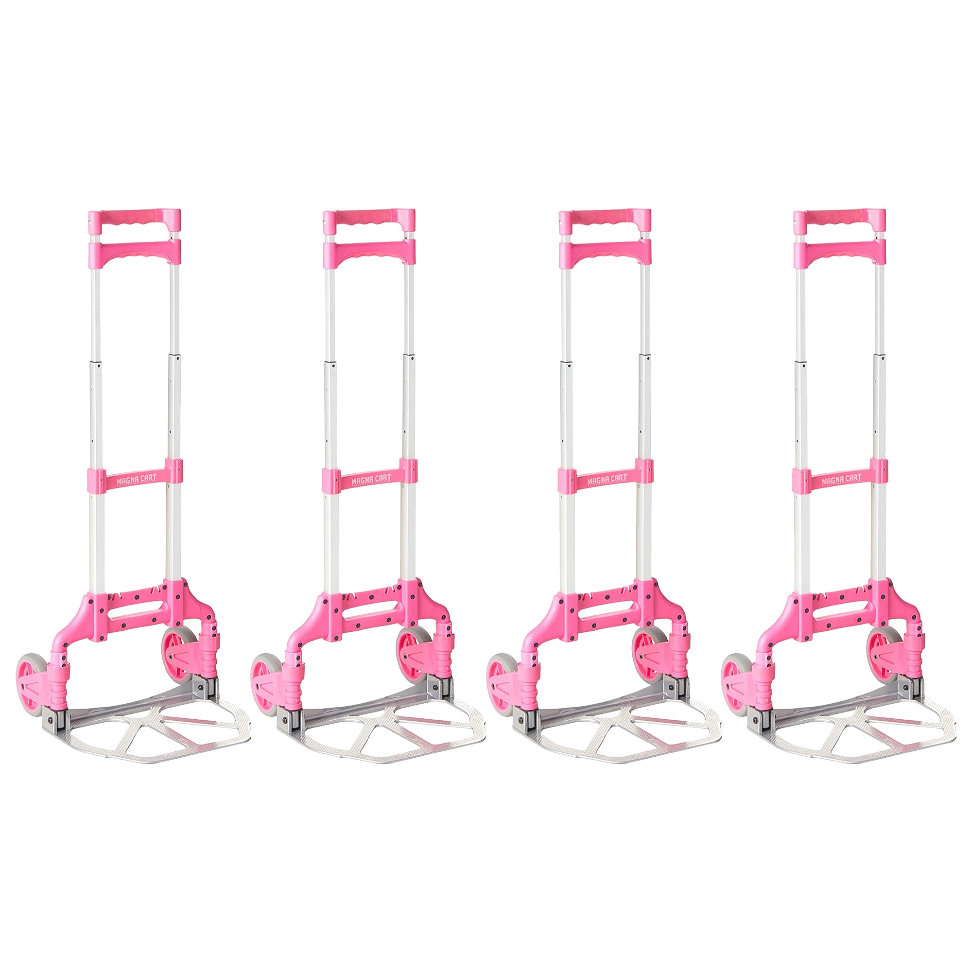Magna Cart Personal 150 lb. Capacity Folding Aluminum Hand Truck, Pink (4 Pack) - VMInnovations