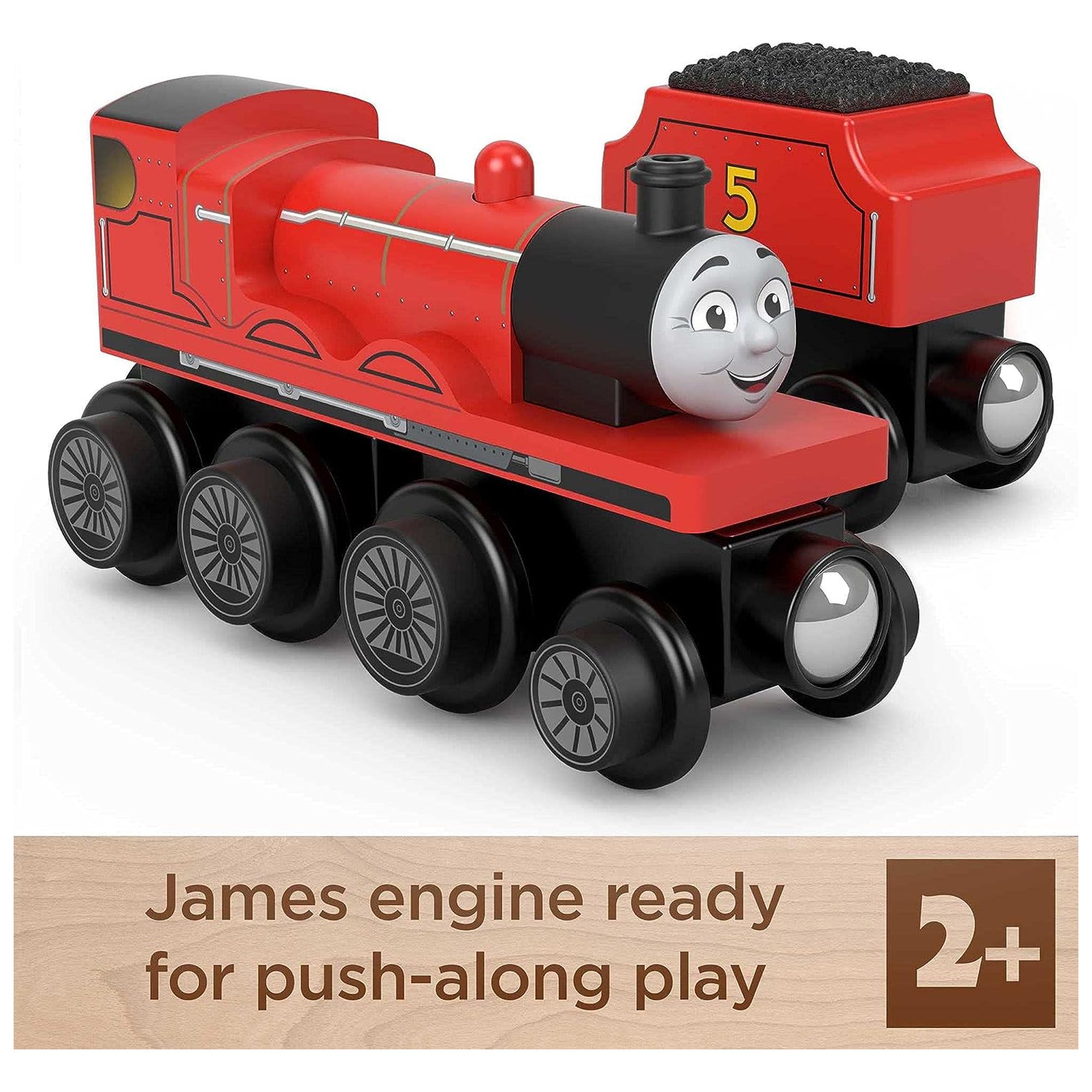 Thomas & Friends Wooden Railway Toy Train James Wood Engine & Coal Car For Kids - VMInnovations