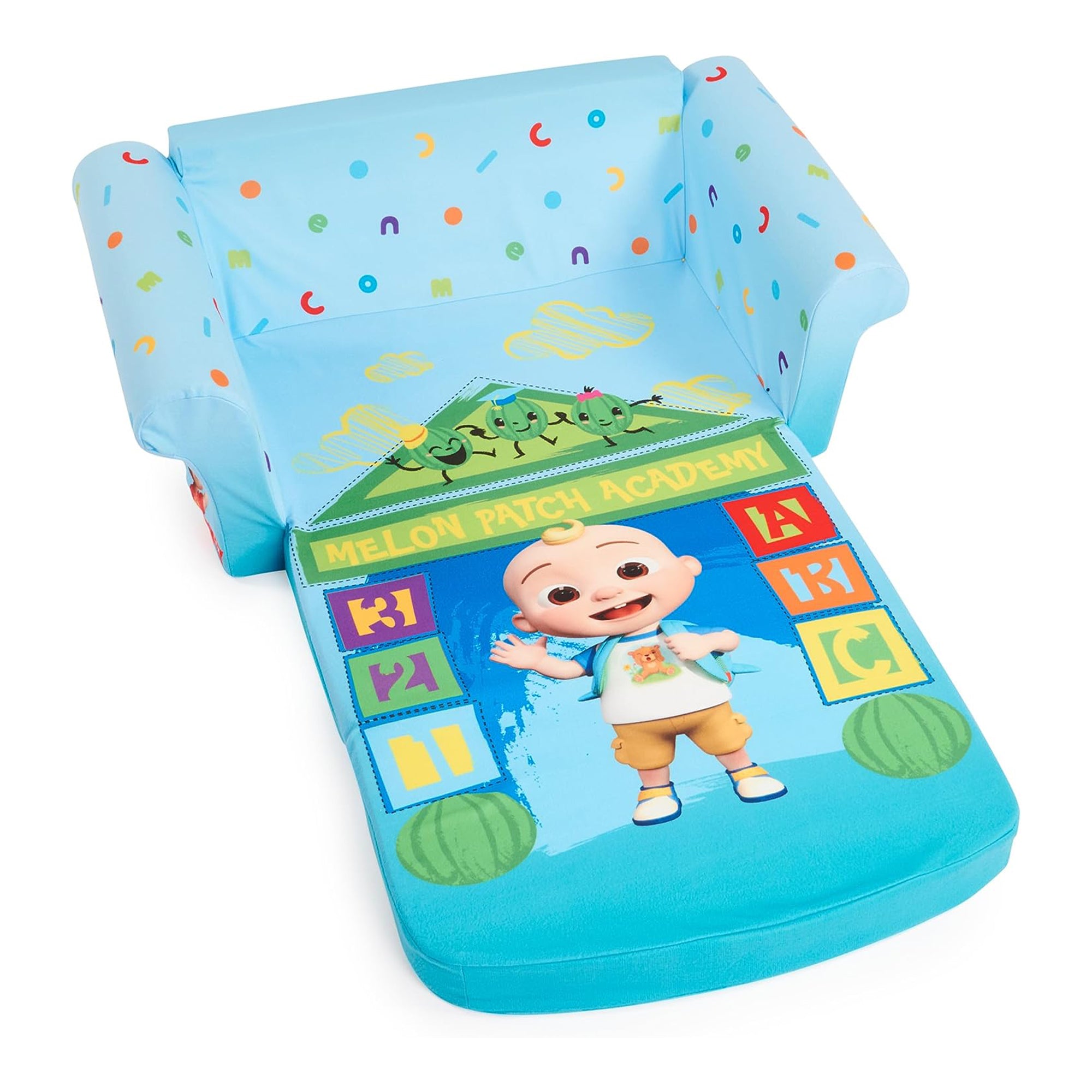 Marshmallow Furniture Kids 2-in-1 Open Foam Compress Sofa Bed, Cocomelon (Used) - VMInnovations
