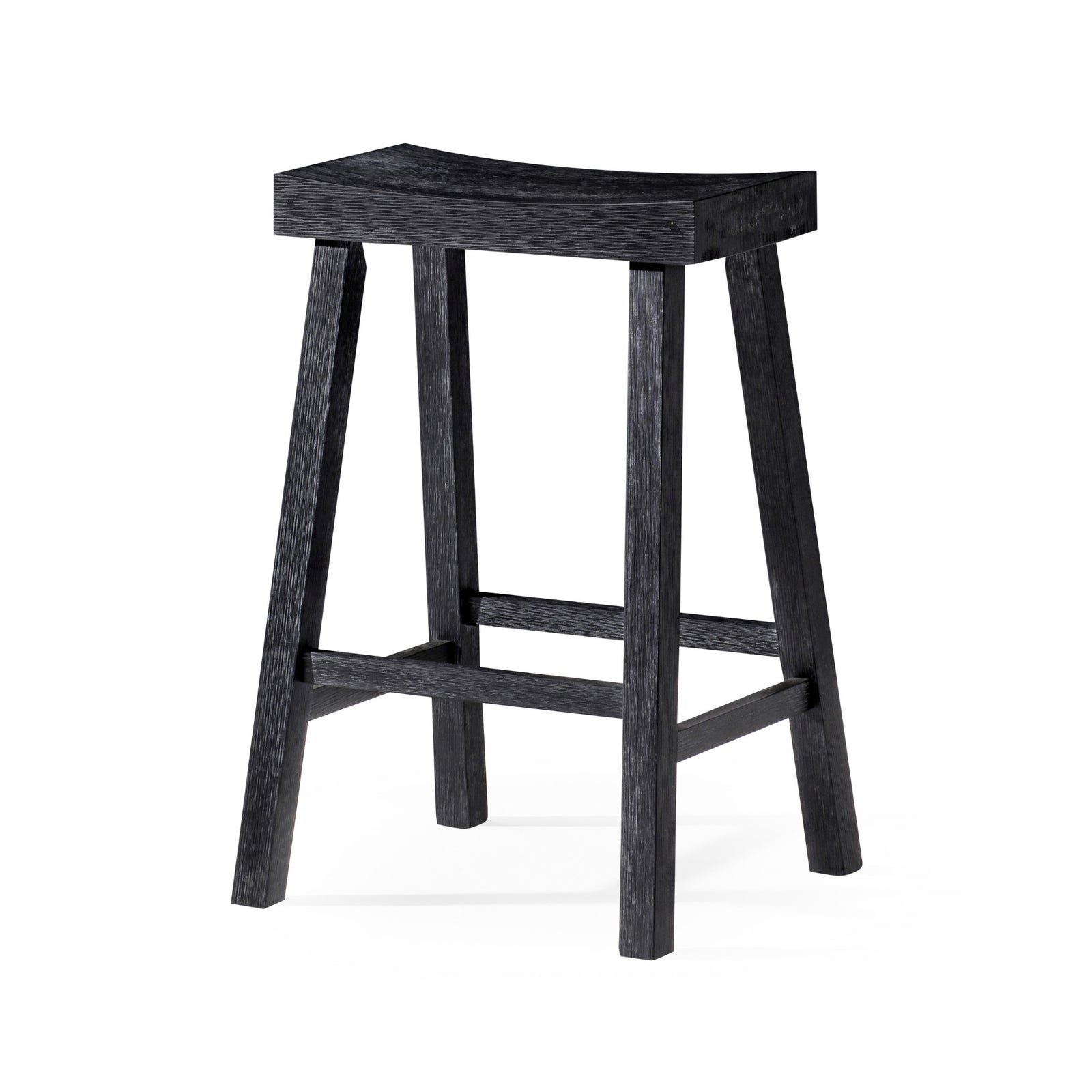 Maven Lane Vincent Wooden Rustic Aesthetic Kitchen Counter Stool, Antiqued Black Finish - VMInnovations