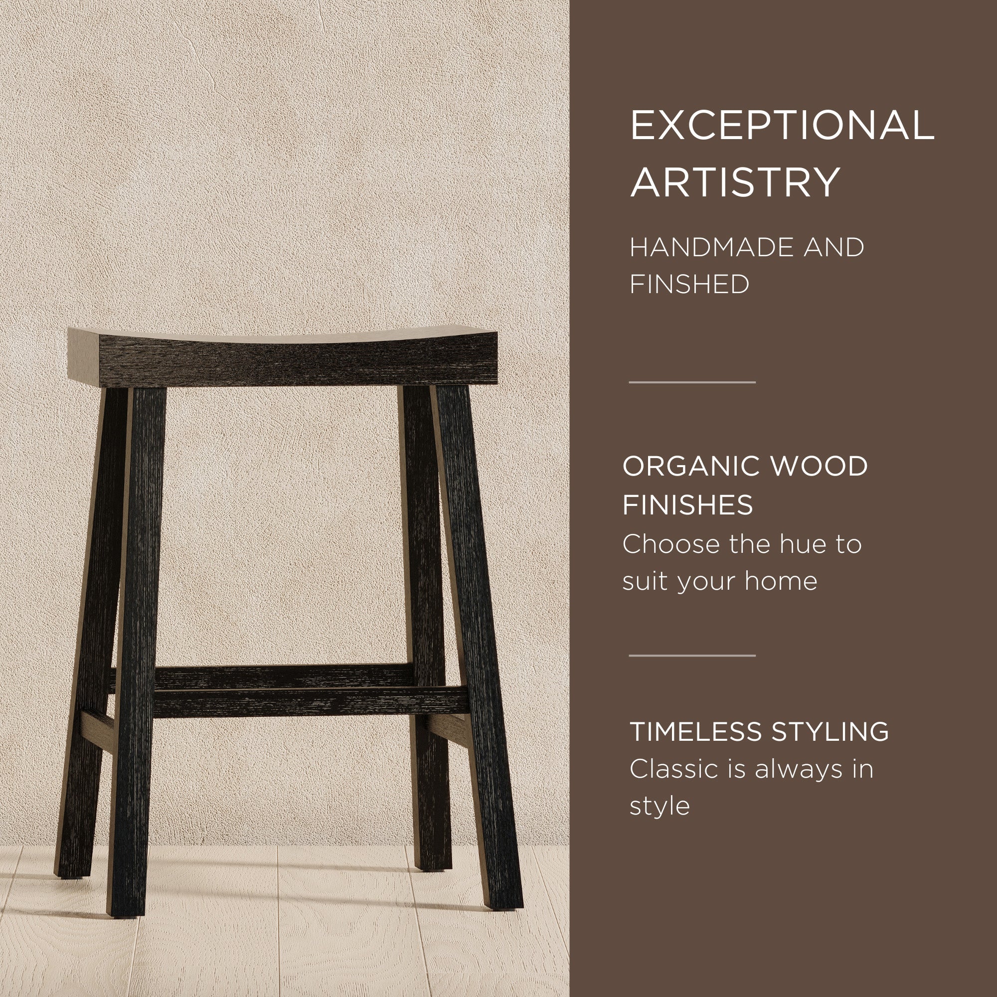 Maven Lane Vincent Wooden Rustic Aesthetic Counter Stool, Set of 2 (Open Box)