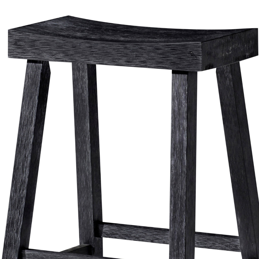 Maven Lane Vincent Wooden Rustic Aesthetic Kitchen Counter Stool, Antiqued Black Finish - VMInnovations