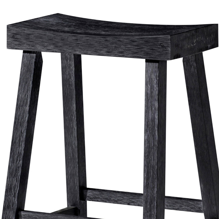 Maven Lane Vincent Wooden Rustic Aesthetic Kitchen Counter Stool, Antiqued Black Finish - VMInnovations