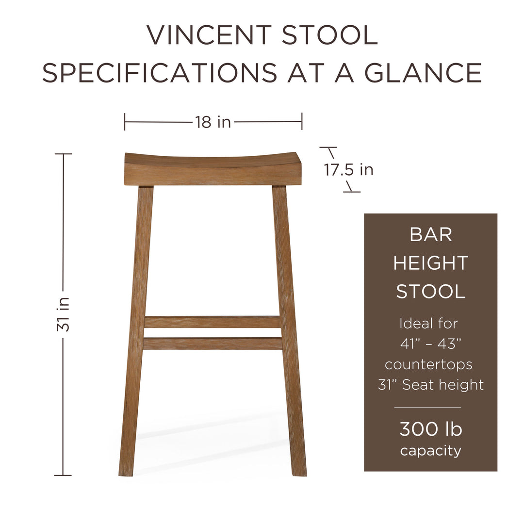 Maven Lane Vincent Wooden Rustic Aesthetic Kitchen Bar Stool, Set of 3 - VMInnovations