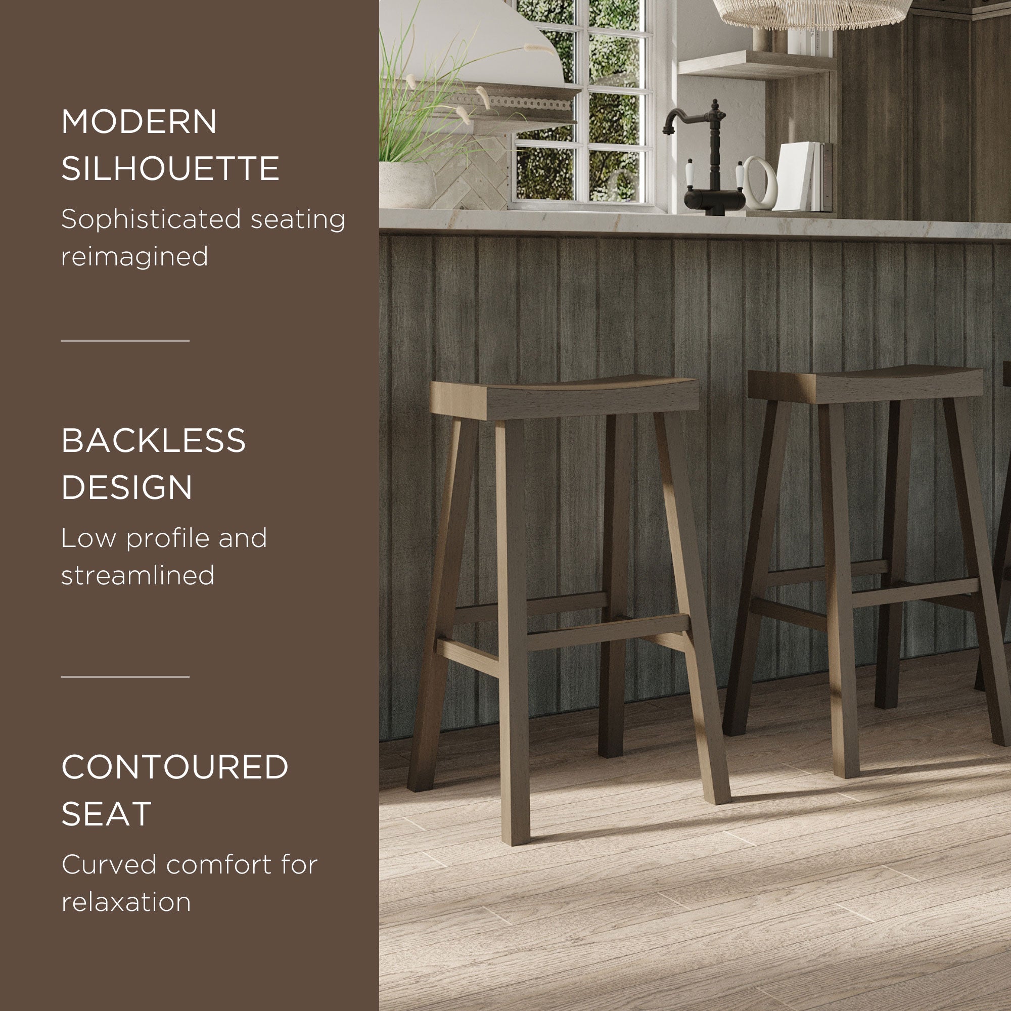 Maven Lane Vincent Wooden Rustic Bar Stool, Antiqued Grey, Set of 4 (Open Box)