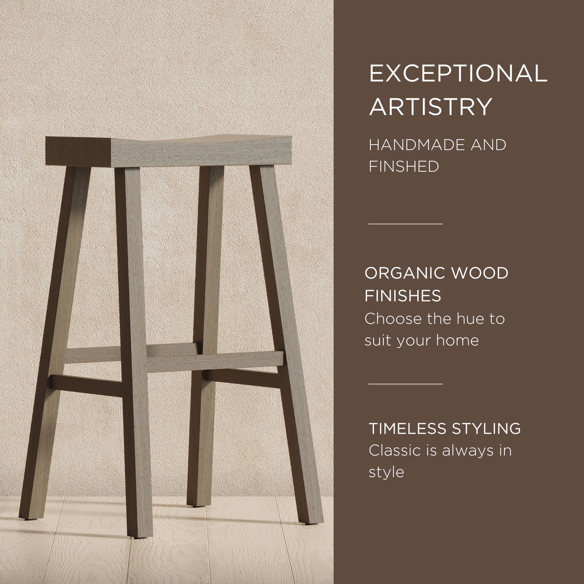 Maven Lane Vincent Wooden Rustic Bar Stool, Antiqued Grey, Set of 4 (Open Box)
